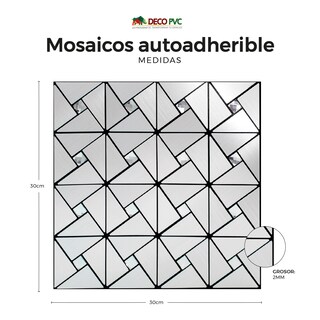 Foto 3 | Mosaico Autoadherible Para Pared Tipo Pirámide Acero / 11pz (1m2)