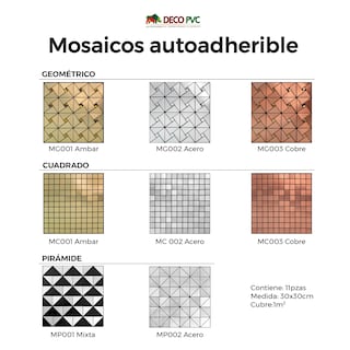 Foto 5 | Mosaico Autoadherible Para Pared Tipo Pirámide Acero / 11pz (1m2)