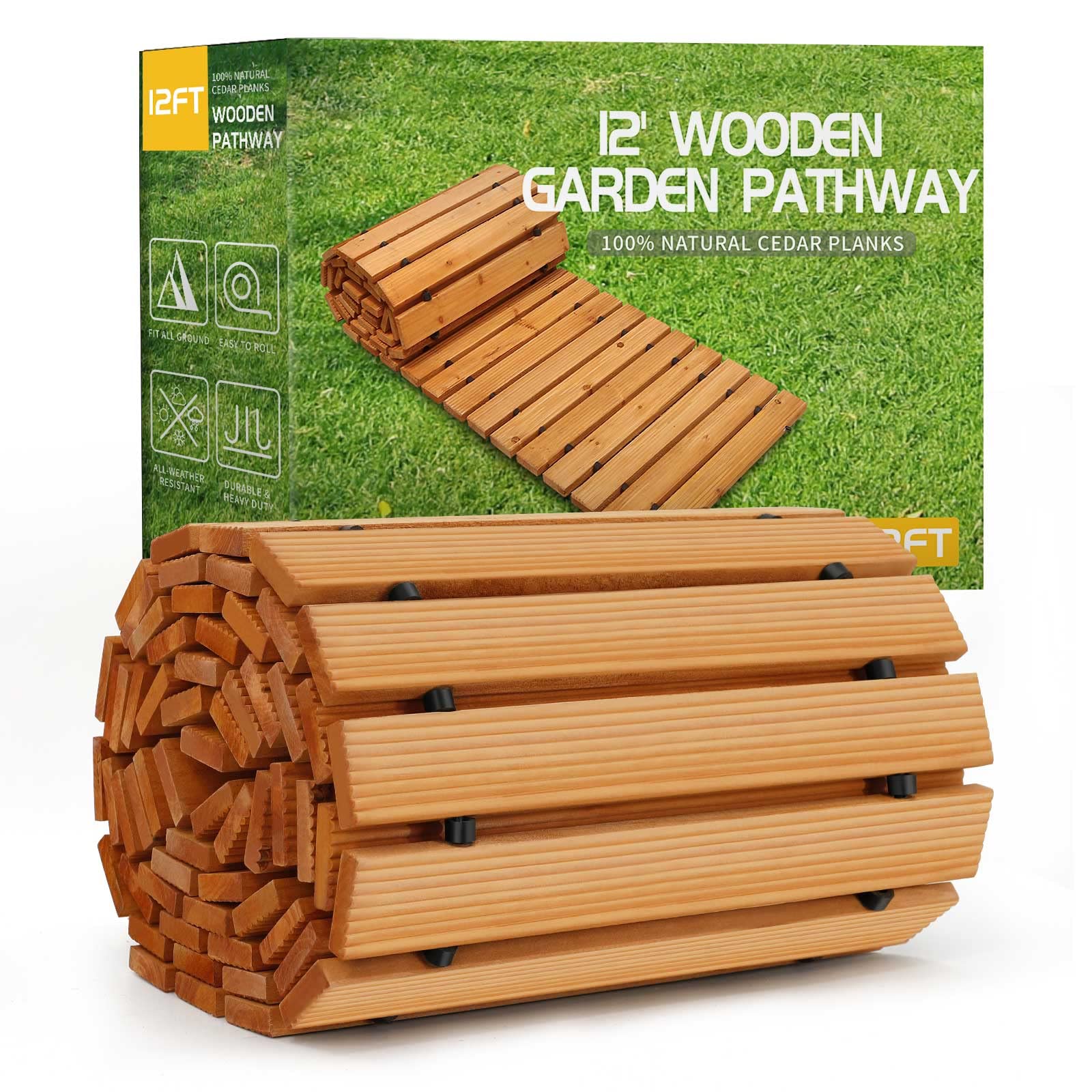 Foto 2 pulgar | Garden Pathway Reliancer, Madera De Cedro Enrollable De 3,7 M, Recta - Venta Internacional.