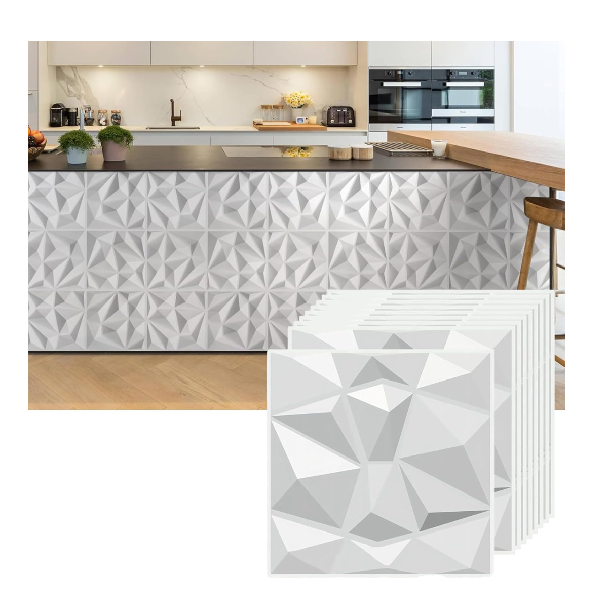 Foto 2 pulgar | 20 Piezas Tablero Decorativos 3d Para Pared – 20 Piezas De 50x50 Cm | Impermeables  Fáciles De Instalar  Esti