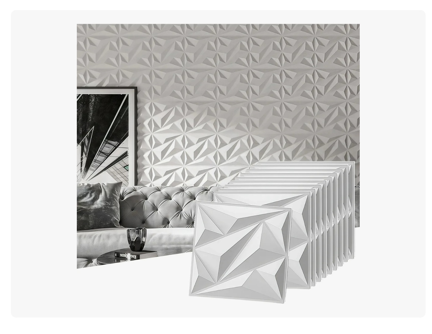 Panel Decorativo Pared 3d Pvc Resistente Al Fuego 30cmx30cm 20 Piezas Color Blanco
