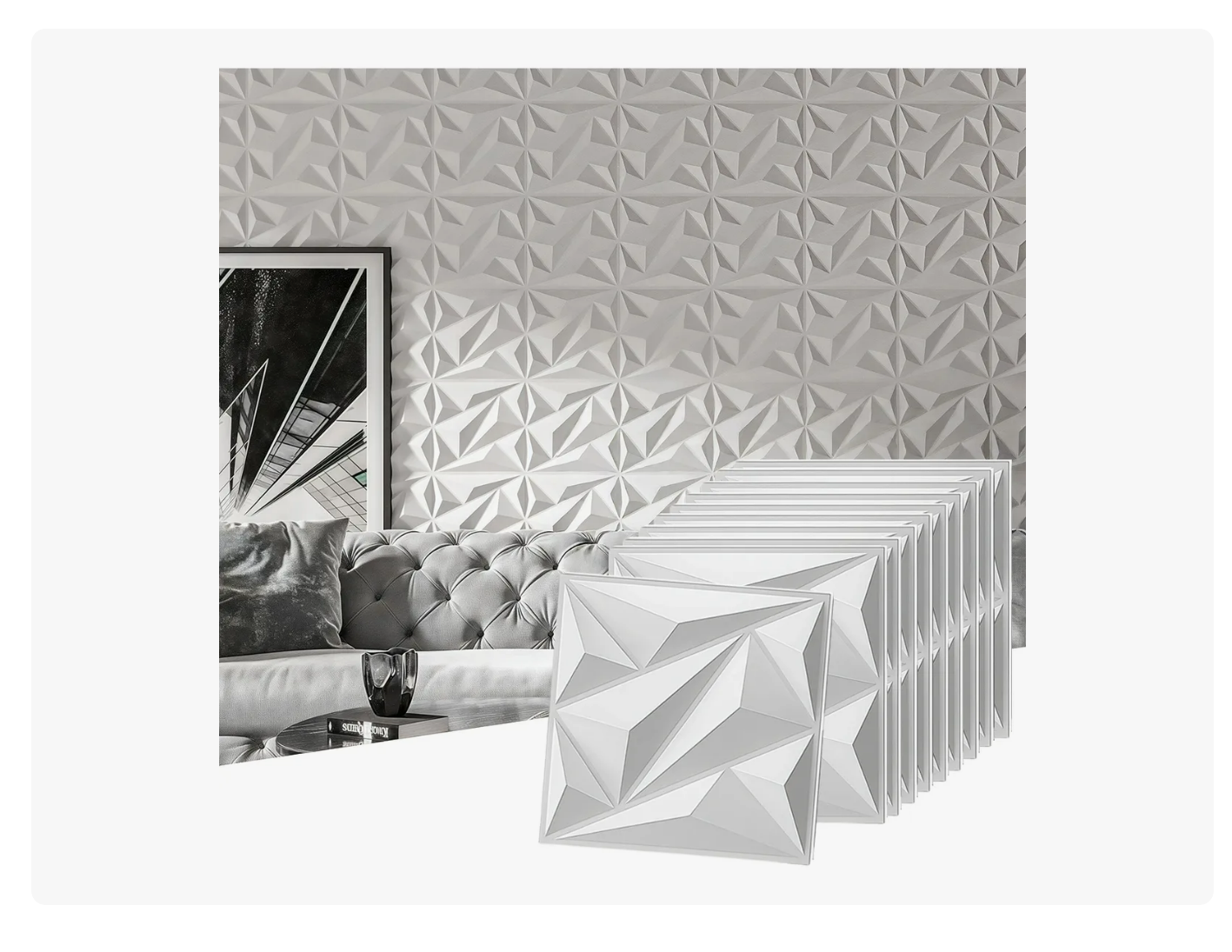 Foto 2 pulgar | Panel Decorativo Pared 3d Pvc Resistente Al Fuego 30cmx30cm 20 Piezas Color Blanco