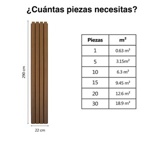 Foto 3 | Lambrin Decorativa Panel Wpc Enorme Tipo Madera Exterior 290 X 22 X 2.6 Cm