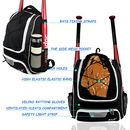 Foto 3 pulgar | Venta Internacional - Mochila de Béisbol Wolt Juvenil Compartimento para Bate Casco