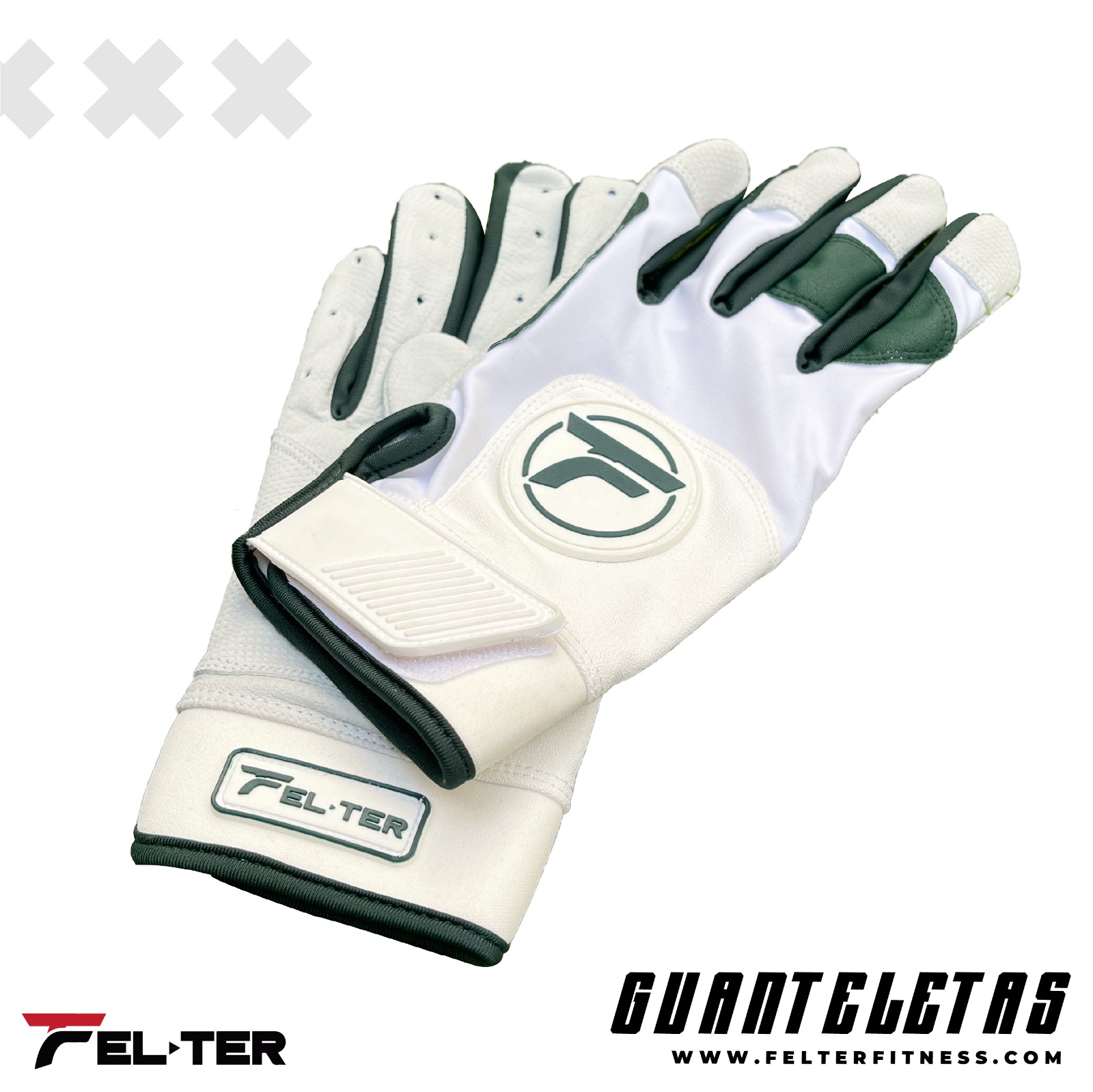 Foto 3 pulgar | Guantes Beisbol Para Batear Premium - Felter Sports, Bicolor Blanco/verde (L)