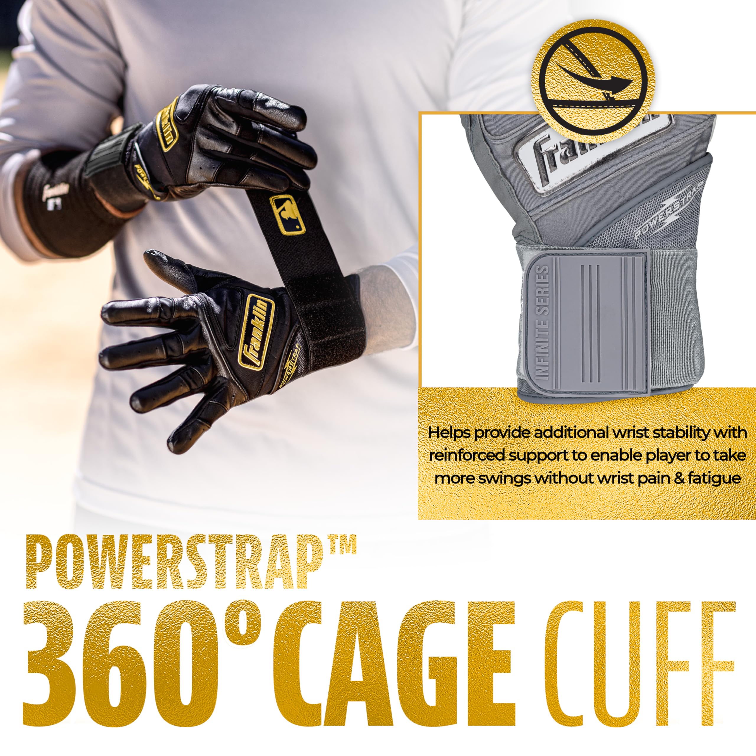 Foto 5 pulgar | Guantes De Bateo Franklin Sport Mlb Infinite Powerstrap Grey - Venta Internacional.