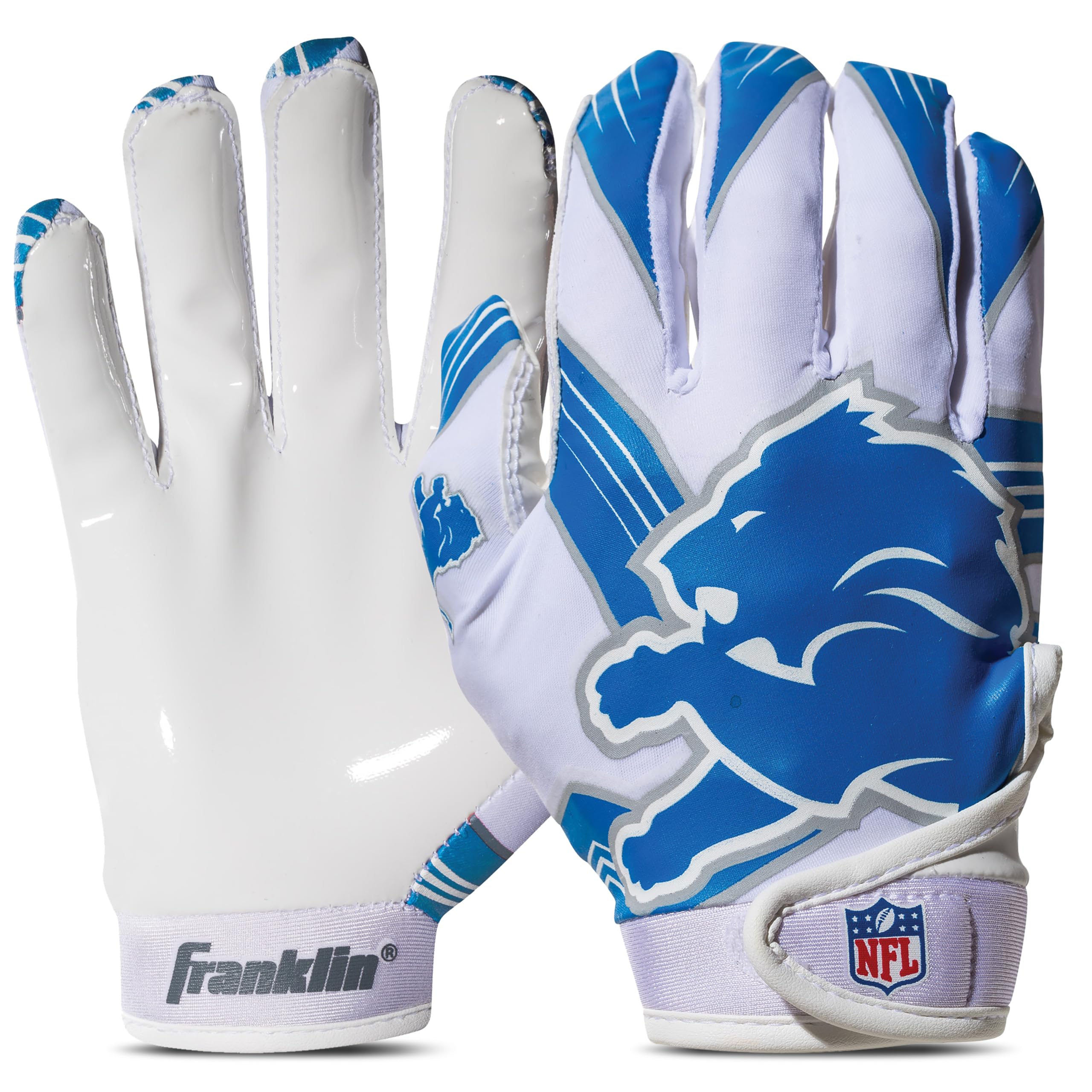 Foto 2 pulgar | Guantes De Receptor De Fútbol Franklin Sports Detroit Lions Nfl - Venta Internacional.