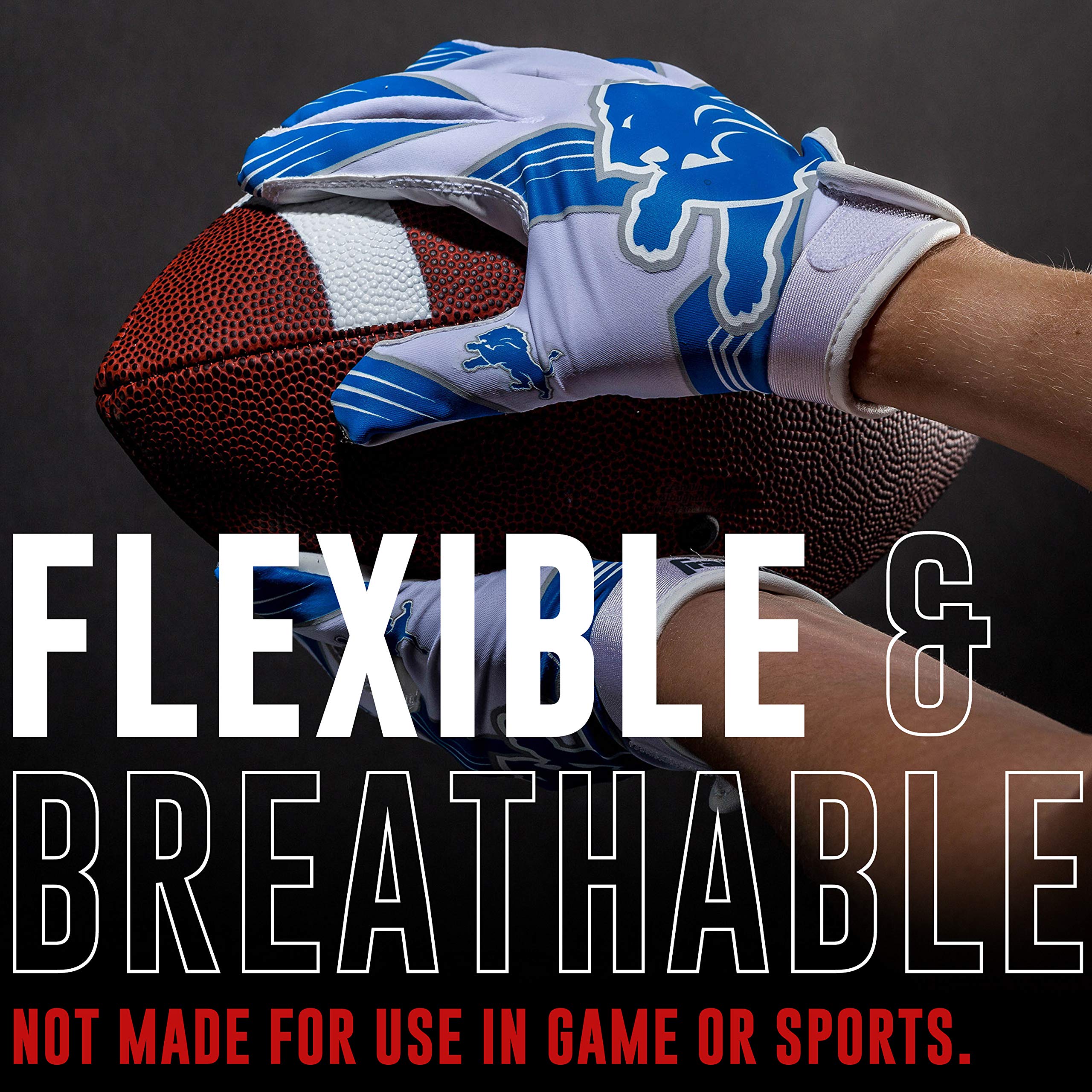Foto 3 pulgar | Guantes De Receptor De Fútbol Franklin Sports Detroit Lions Nfl - Venta Internacional.