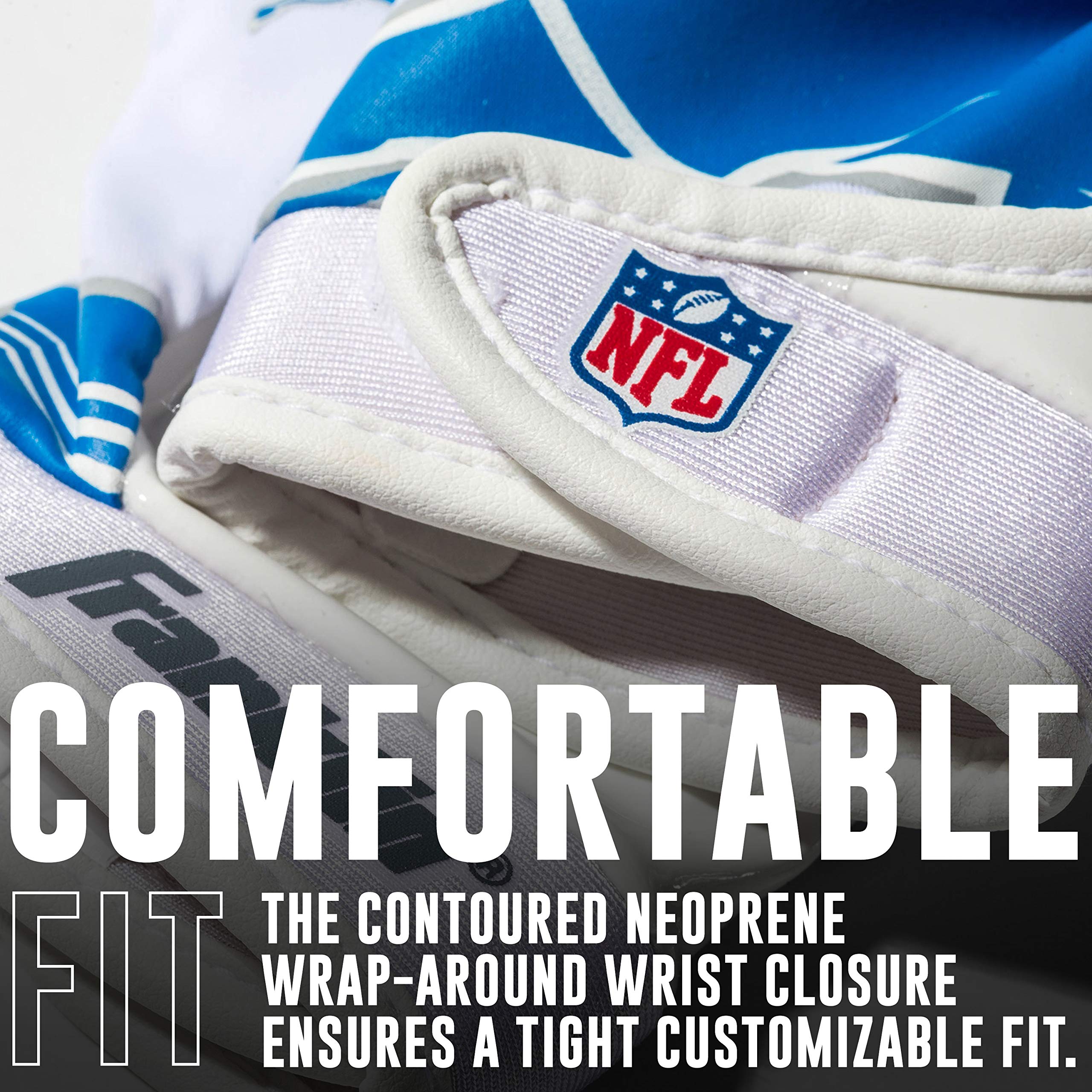 Foto 7 pulgar | Guantes De Receptor De Fútbol Franklin Sports Detroit Lions Nfl - Venta Internacional.