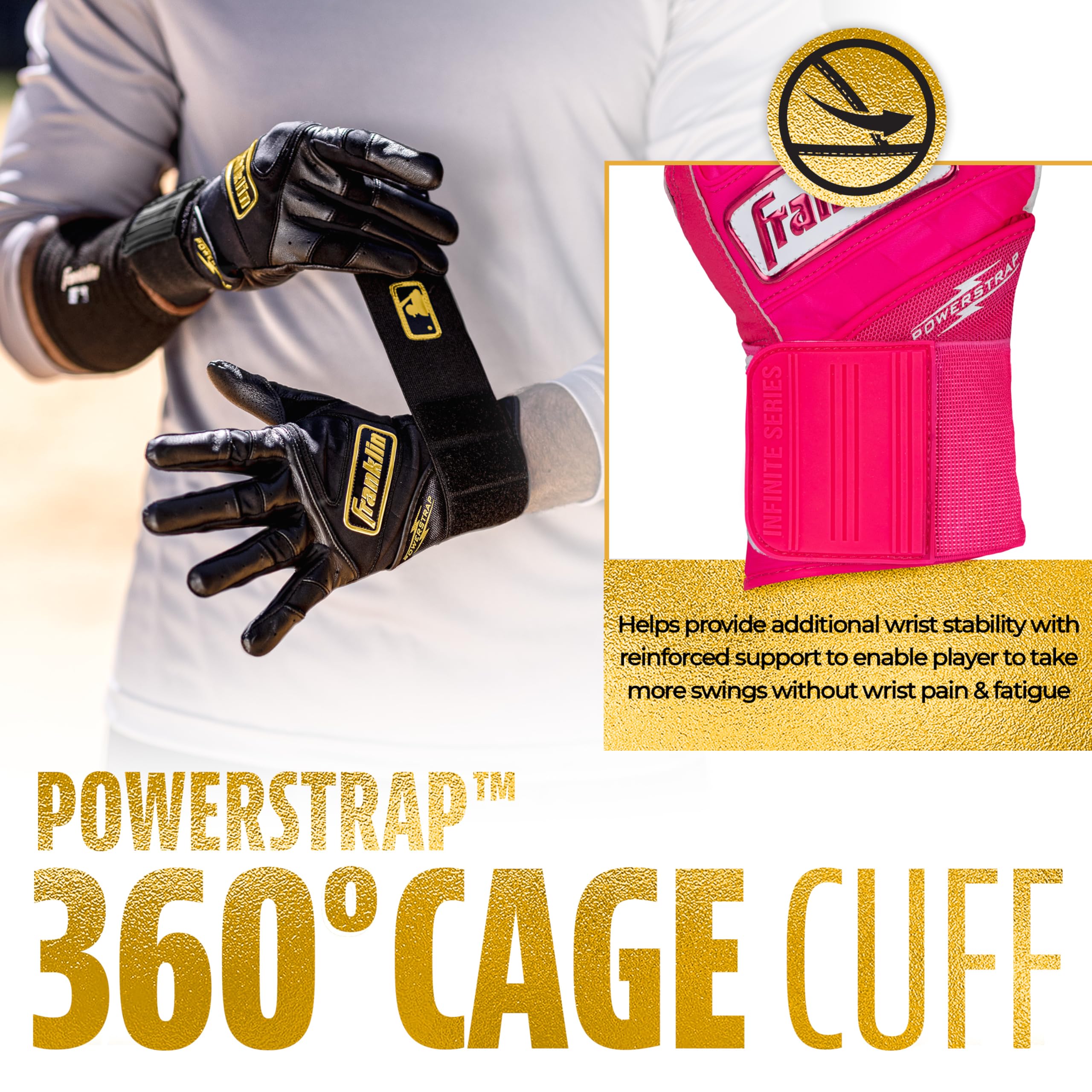 Foto 5 pulgar | Guantes De Bateo Franklin Sport Mlb Infinite Powerstrap Pink - Venta Internacional.