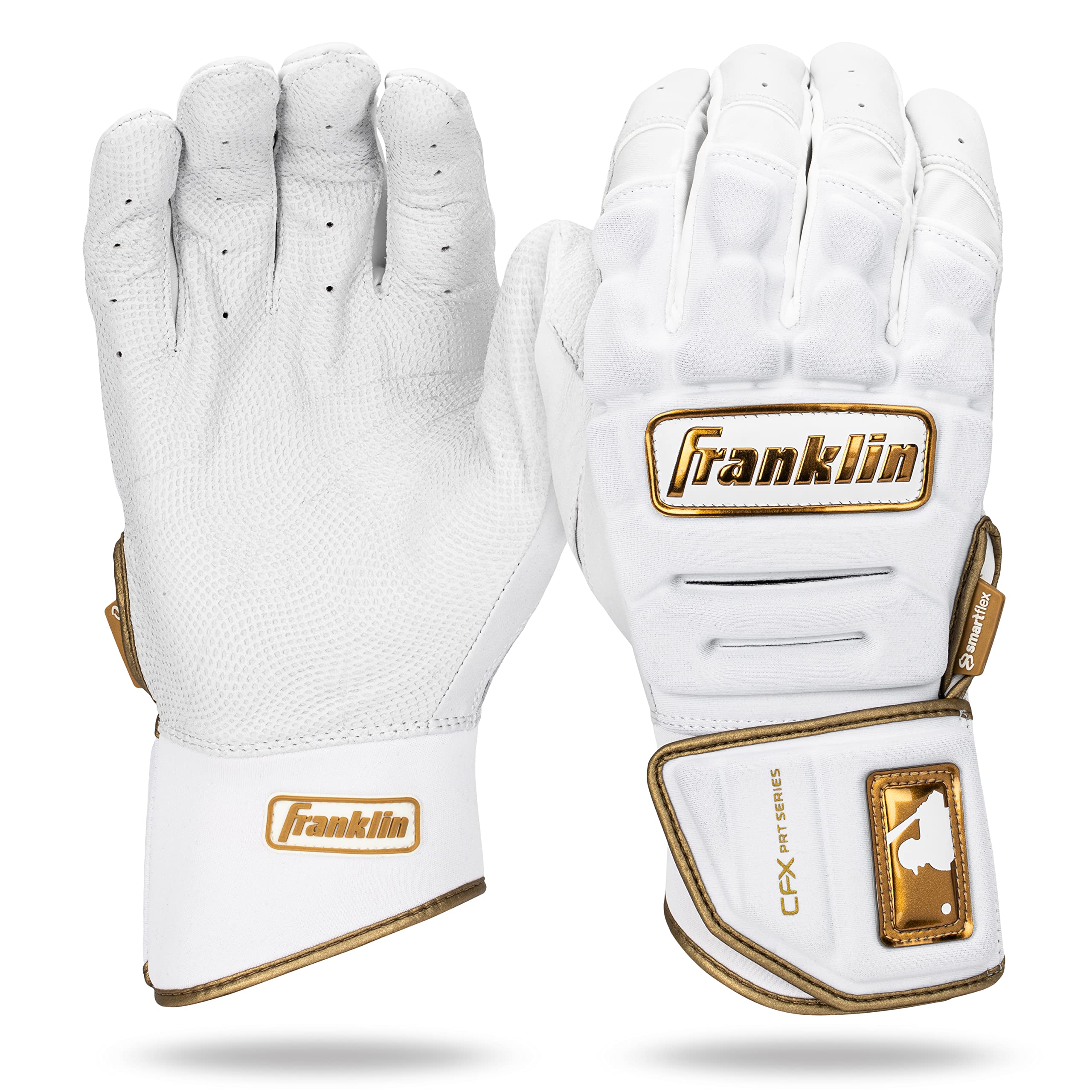 Guantes De Bateo Franklin Sports Cfx Pro Prt Para Adultos, Blancos Y Dorados - Venta Internacional.