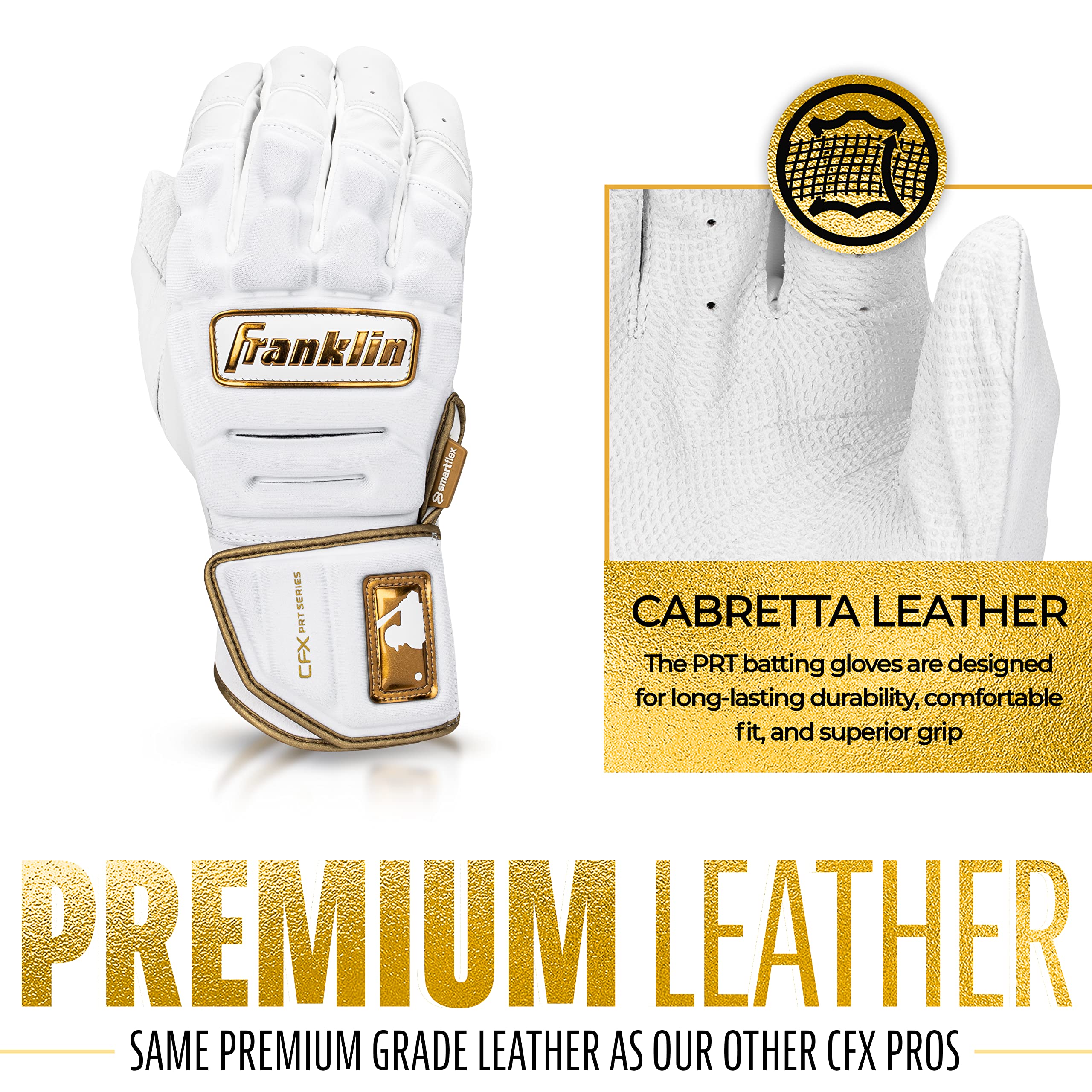 Foto 4 pulgar | Guantes De Bateo Franklin Sports Cfx Pro Prt Para Adultos, Blancos Y Dorados - Venta Internacional.