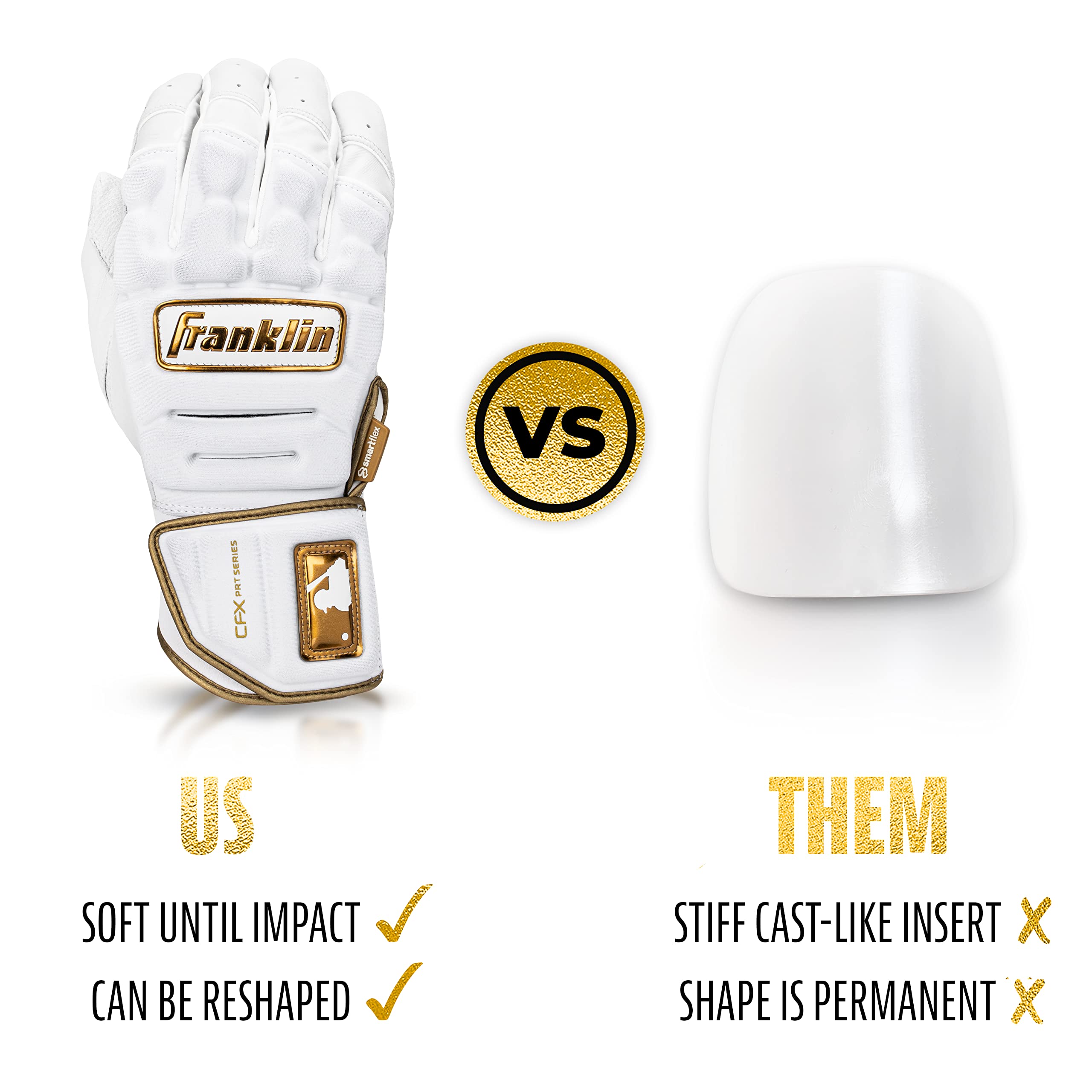 Foto 8 pulgar | Guantes De Bateo Franklin Sports Cfx Pro Prt Para Adultos, Blancos Y Dorados - Venta Internacional.