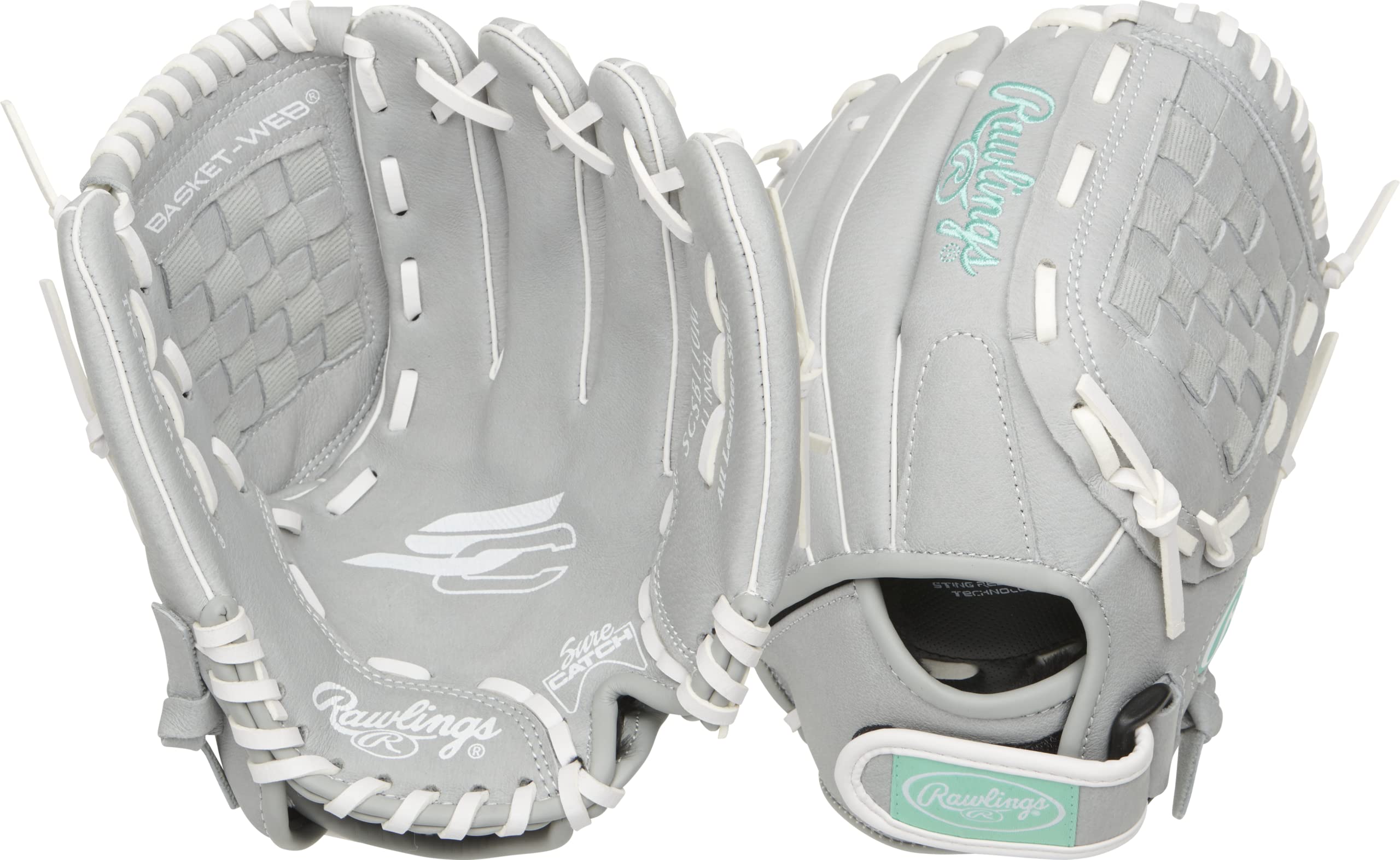 Foto 2 pulgar | Guantes De Softball Rawlings Sure Catch Series, Color Verde Azulado, 11 Pulgadas, Rht - Venta Internacional.