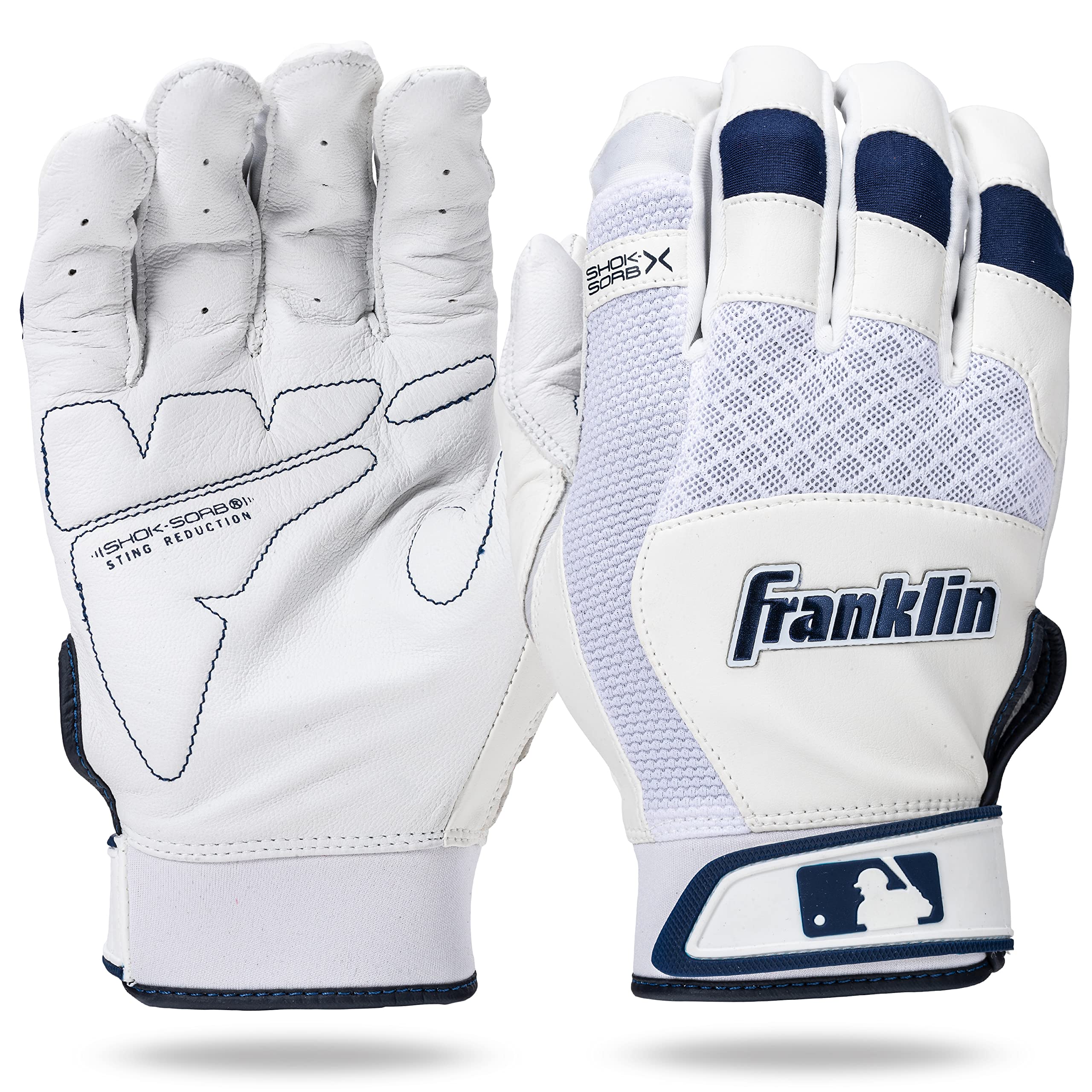 Foto 2 pulgar | Guantes De Bateo Franklin Sports Shok-sorb X Baseball, Blancos - Venta Internacional.