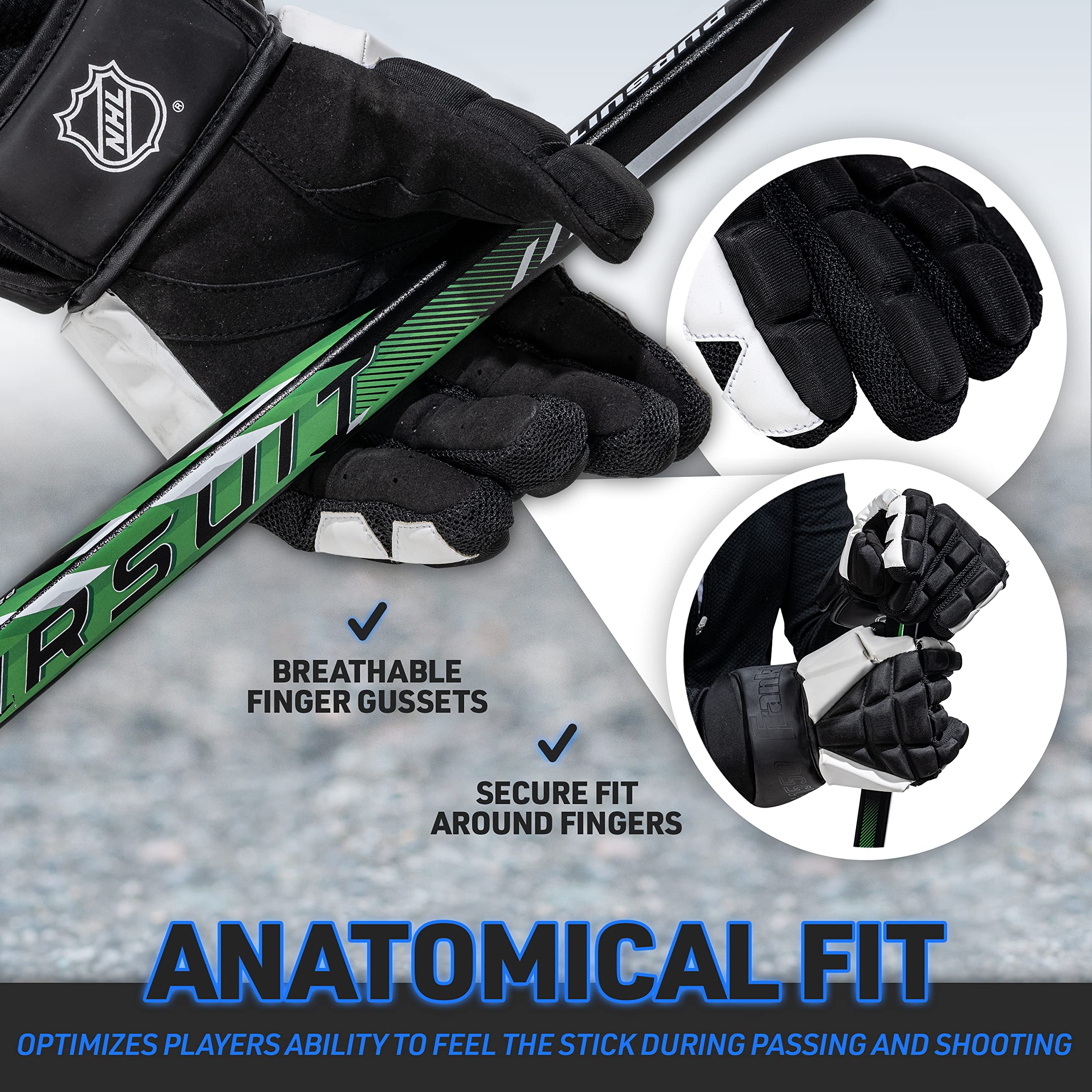Foto 4 | Guantes De Hockey Callejero Franklin Sports Nhl Senior 12 Pulgadas - Venta Internacional.