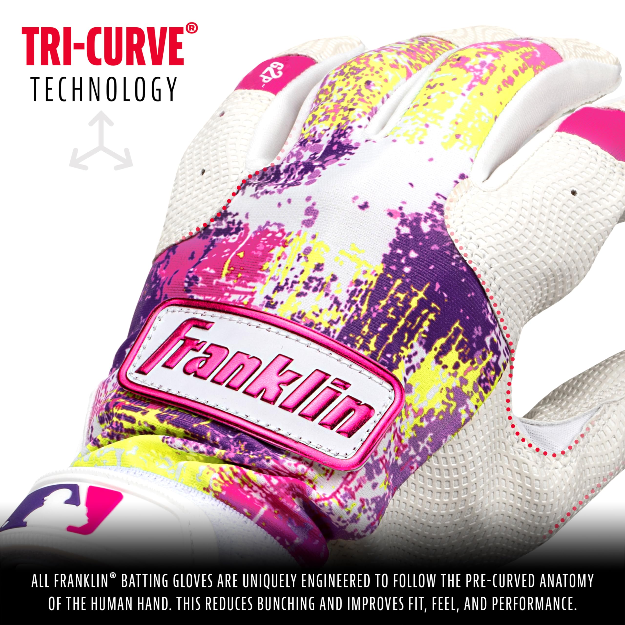 Foto 3 pulgar | Guantes De Bateo Franklin Sports Mlb Grow To Pro Kids Pink Xs - Venta Internacional.