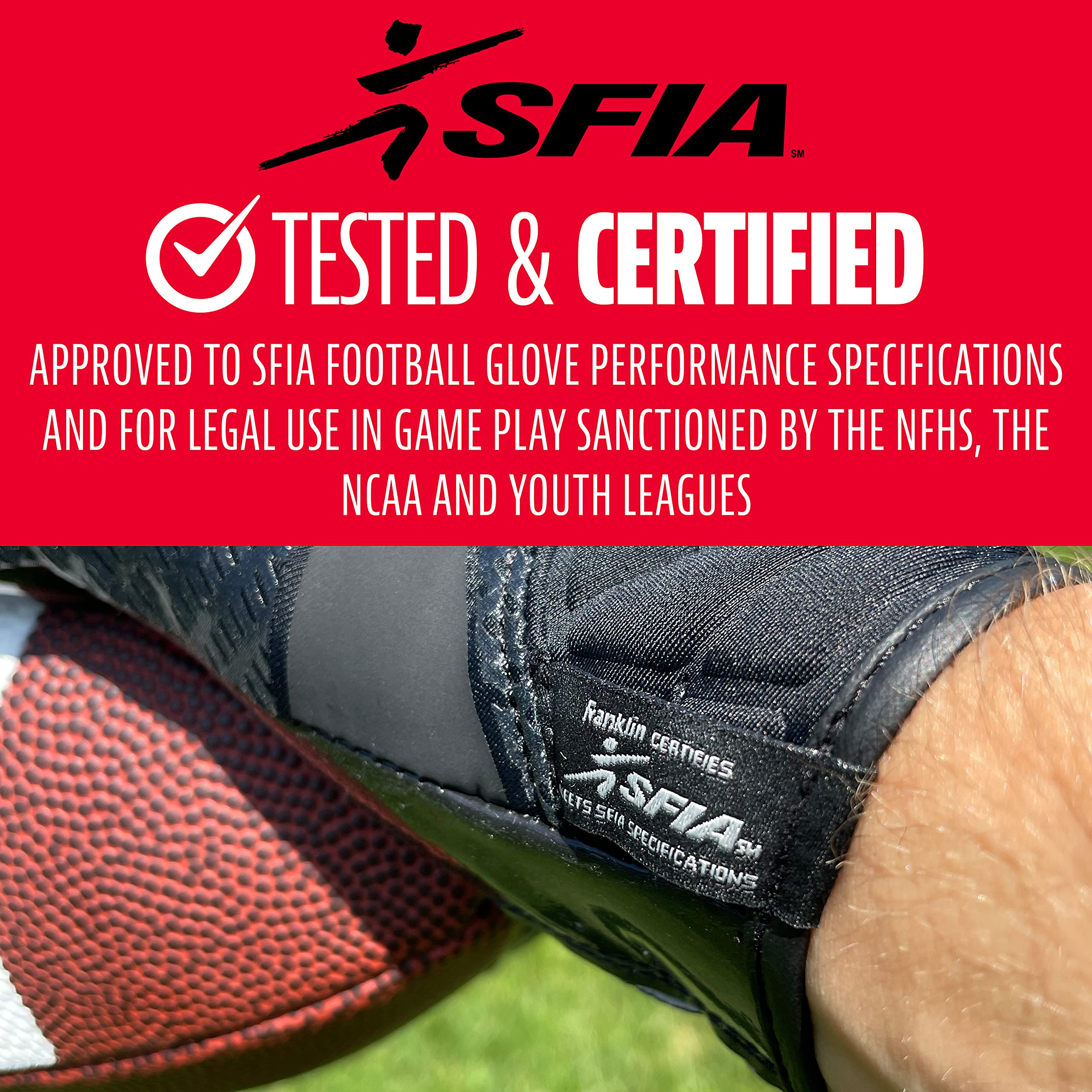 Foto 3 pulgar | Guantes De Receptor De Fútbol Franklin Sports Hi-tack Youth L - Venta Internacional.