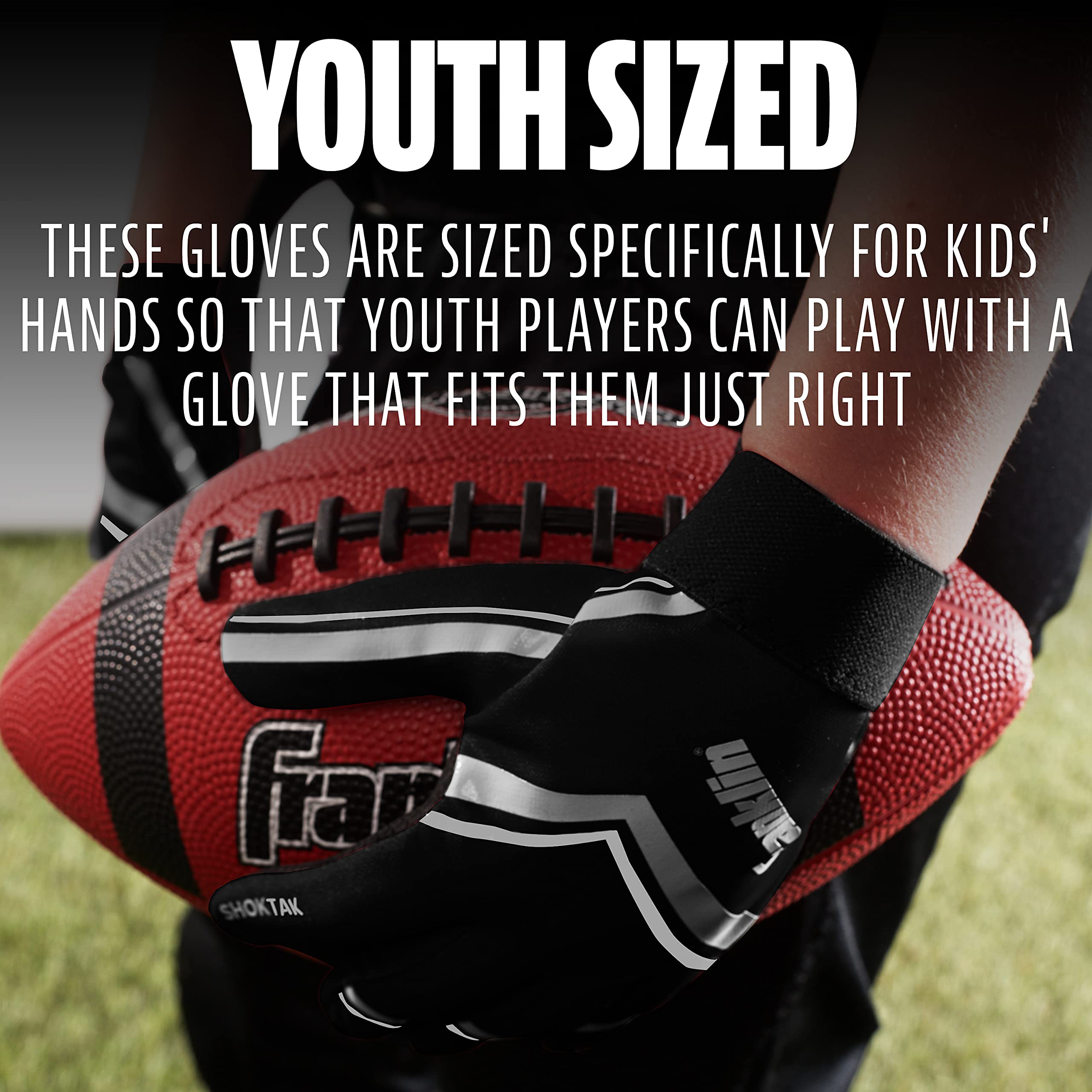 Foto 2 | Guantes Para Receptor De Fútbol Franklin Sports Shoktak Youth, Negros - Venta Internacional.