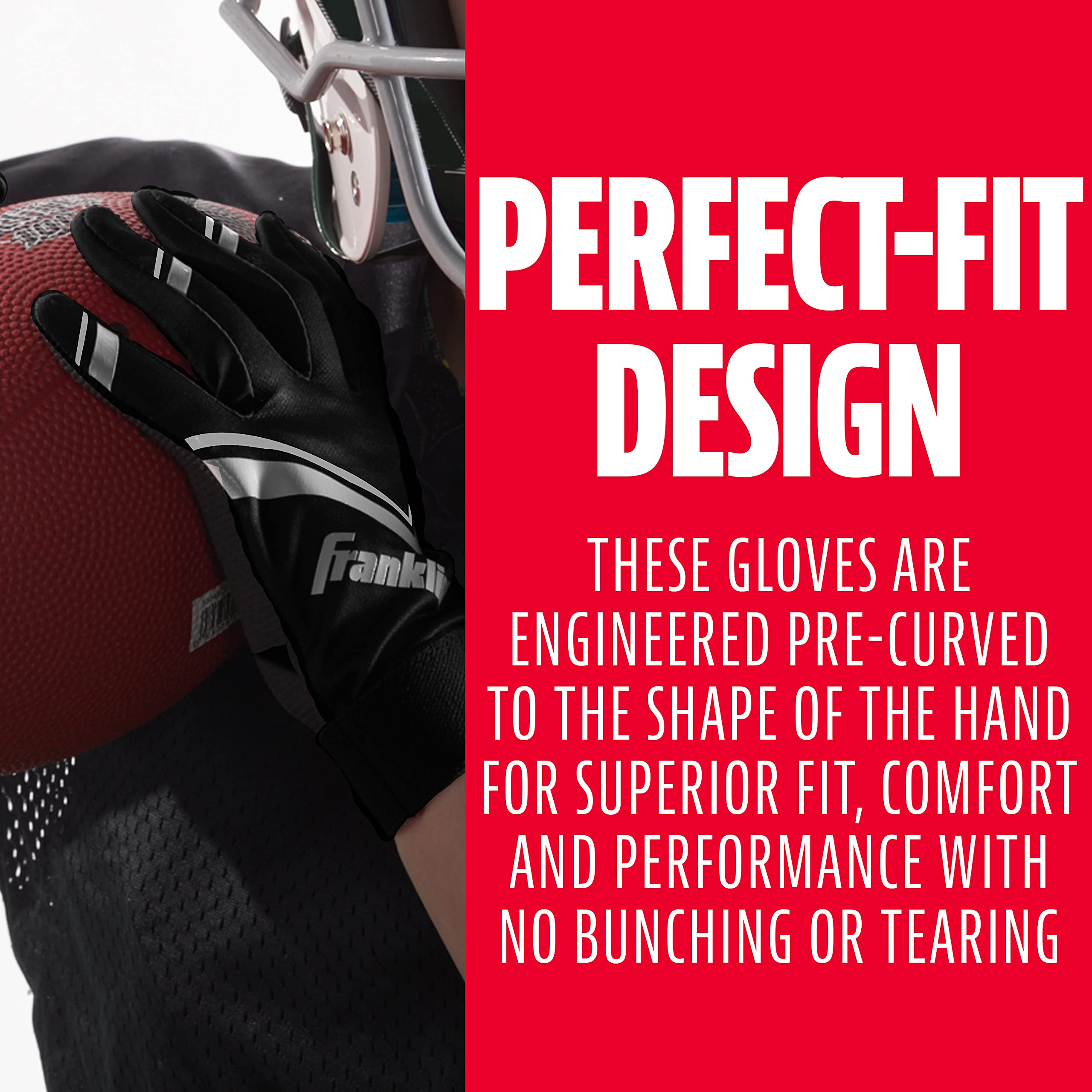 Foto 6 pulgar | Guantes Para Receptor De Fútbol Franklin Sports Shoktak Youth, Negros - Venta Internacional.