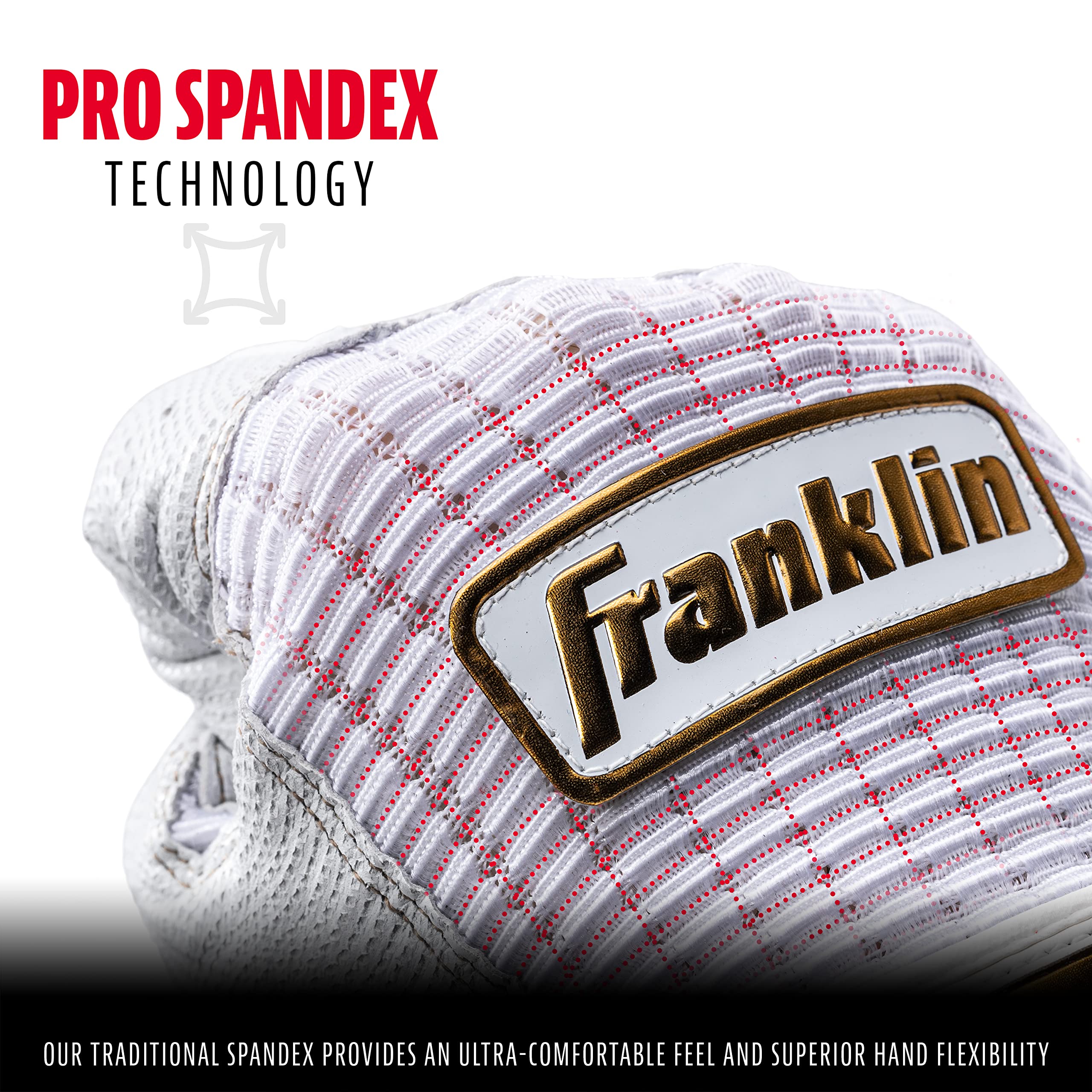 Foto 4 pulgar | Guantes De Bateo De Béisbol Franklin Sports Pro Classic Blanco/dorado - Venta Internacional.