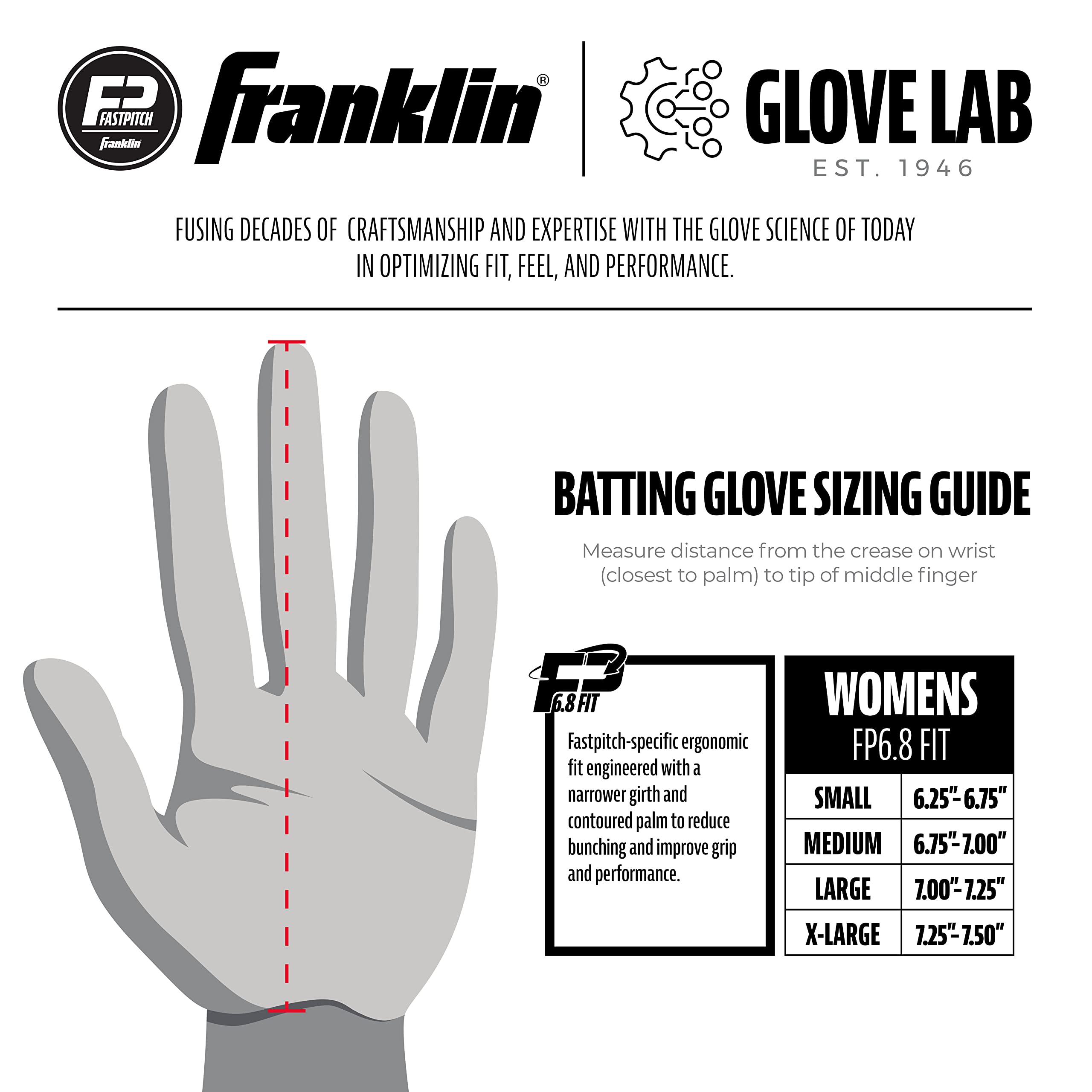 Foto 6 | Guantes De Bateo De Softball Franklin Sports Para Todo Tipo De Clima Para Mujer - Venta Internacional.