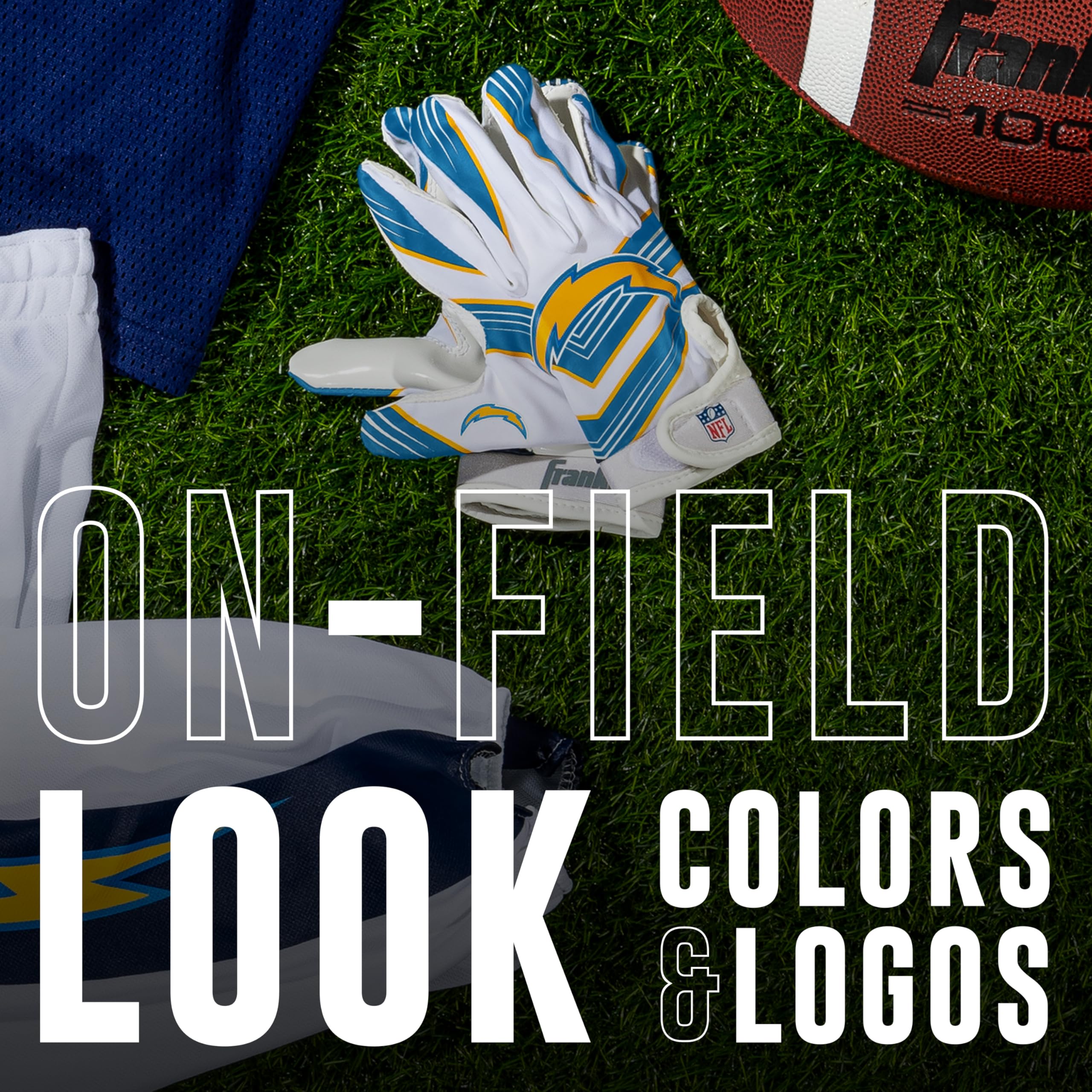 Foto 5 pulgar | Guantes De Receptor De Fútbol Franklin Sports Los Angeles Chargers Youth Nfl - Venta Internacional.