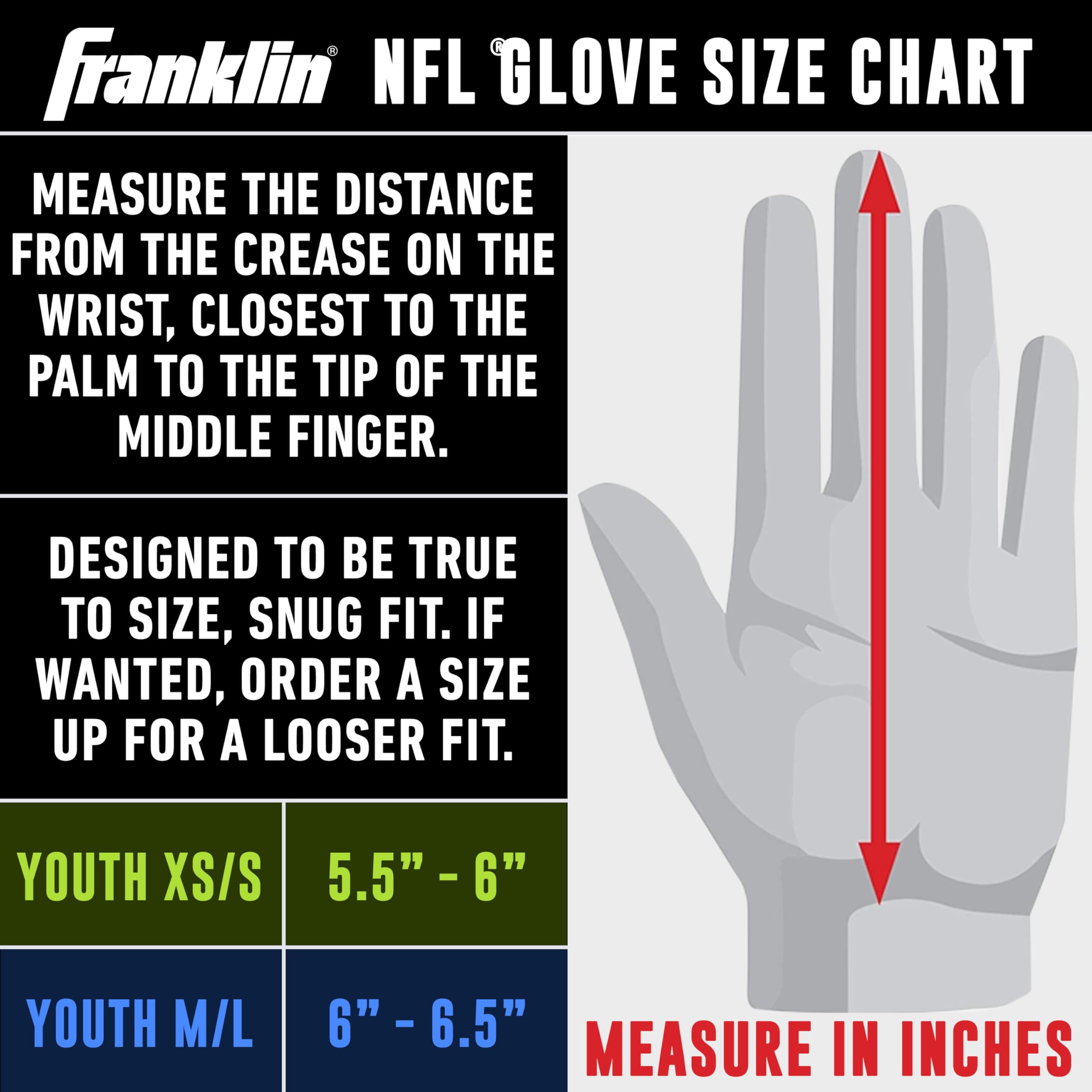 Foto 7 | Guantes De Receptor De Fútbol Franklin Sports Los Angeles Chargers Youth Nfl - Venta Internacional.