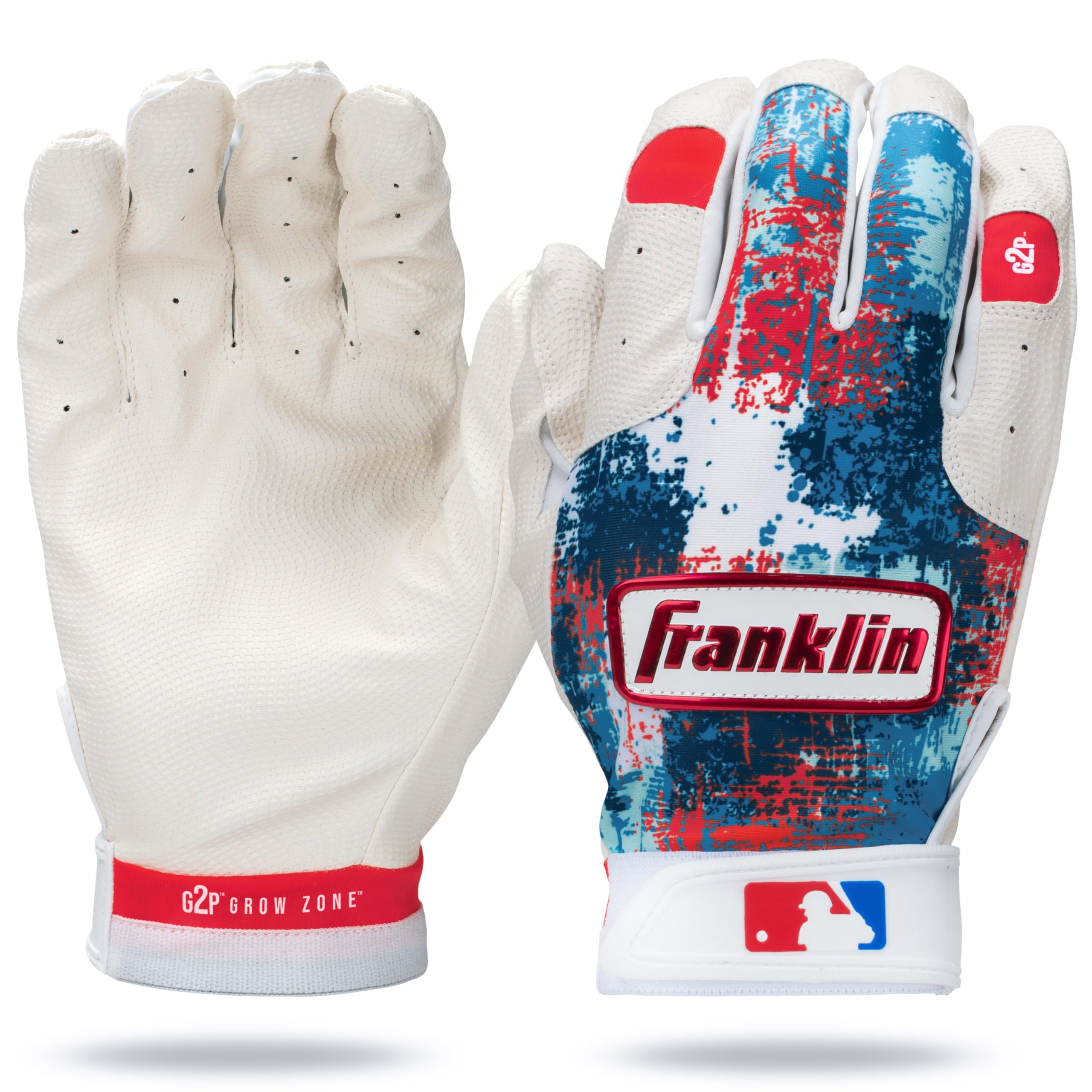 Foto 2 pulgar | Guantes De Bateo Franklin Sports Mlb Grow To Pro Kids, Color Rojo, Blanco Y Azul - Venta Internacional.