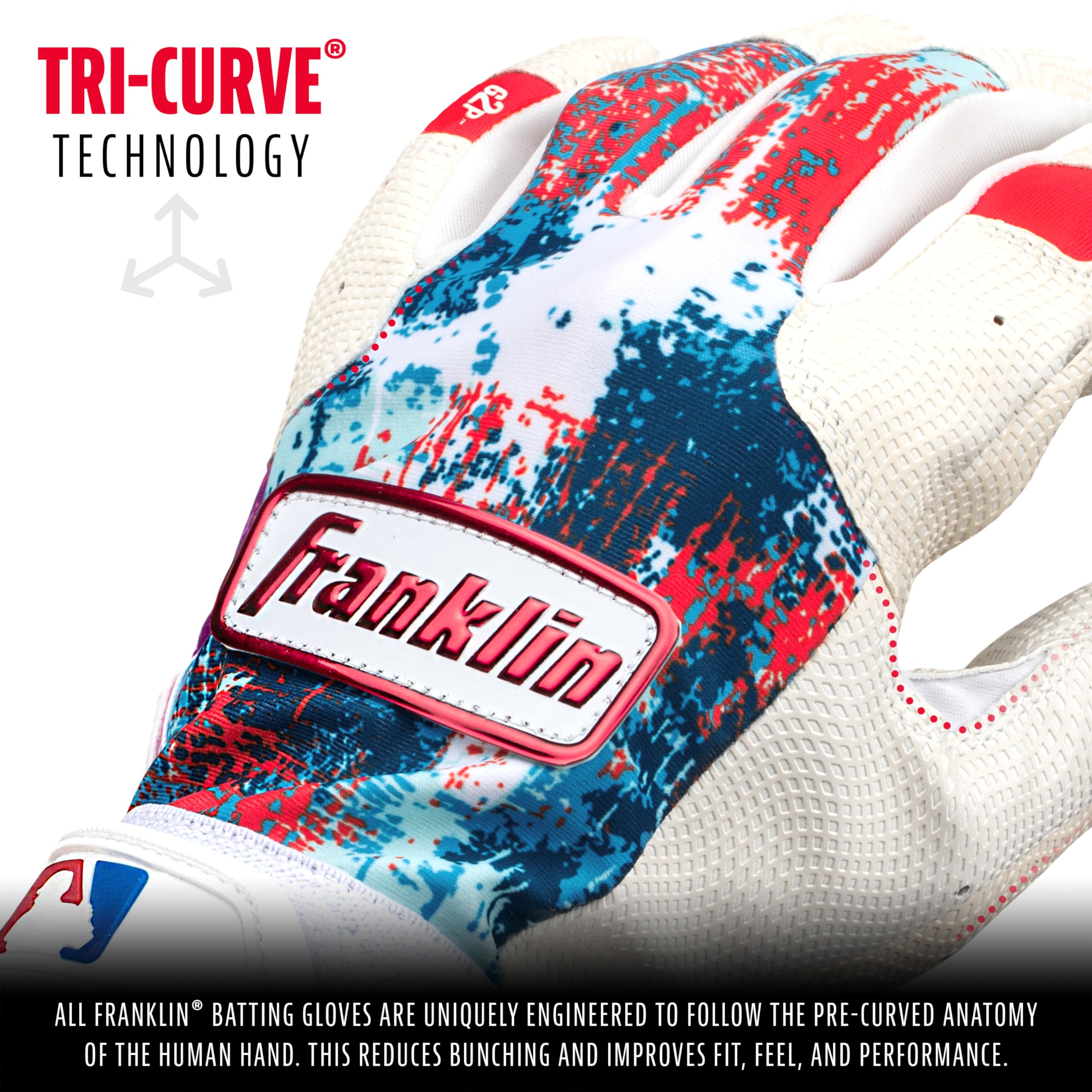 Foto 2 | Guantes De Bateo Franklin Sports Mlb Grow To Pro Kids, Color Rojo, Blanco Y Azul - Venta Internacional.