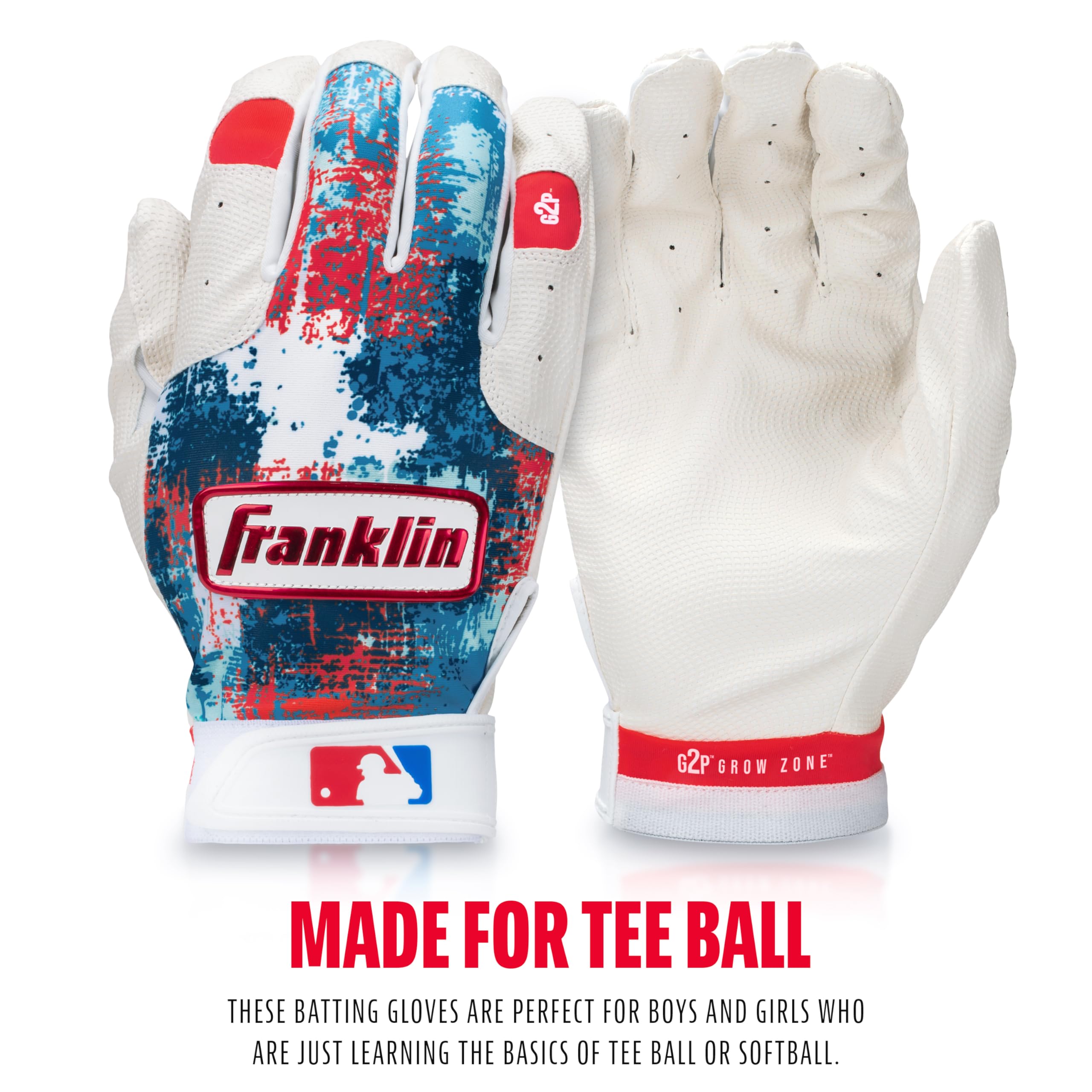Foto 5 | Guantes De Bateo Franklin Sports Mlb Grow To Pro Kids, Color Rojo, Blanco Y Azul - Venta Internacional.