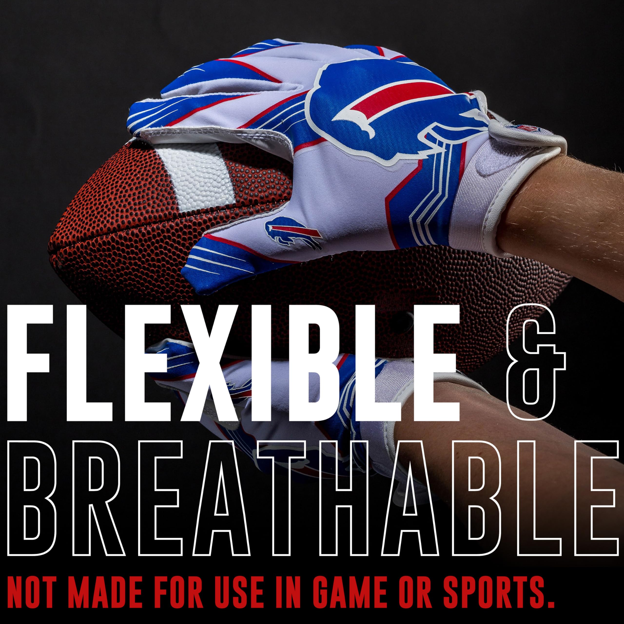 Foto 3 pulgar | Guantes De Receptor De Fútbol Franklin Sports Buffalo Bills Nfl - Venta Internacional.