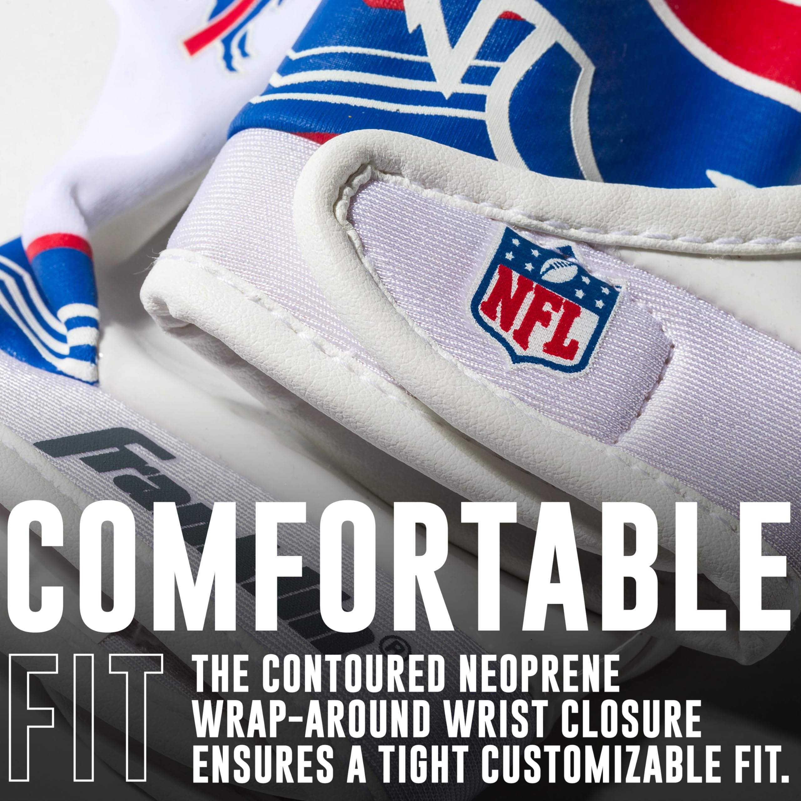 Foto 7 pulgar | Guantes De Receptor De Fútbol Franklin Sports Buffalo Bills Nfl - Venta Internacional.