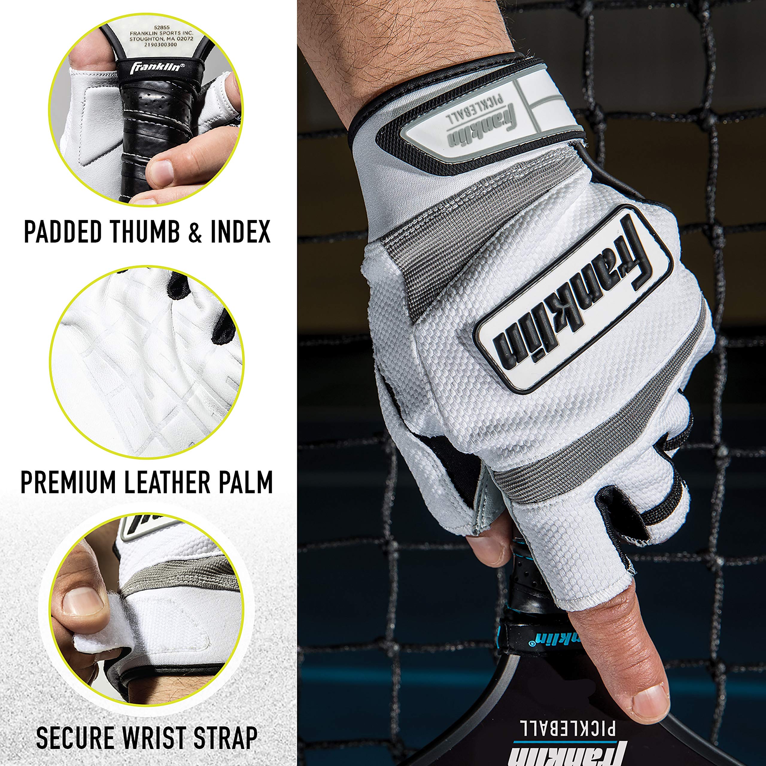 Foto 3 pulgar | Guantes De Pickleball Franklin Sports Para Adultos, Extra Grandes, Blancos - Venta Internacional.