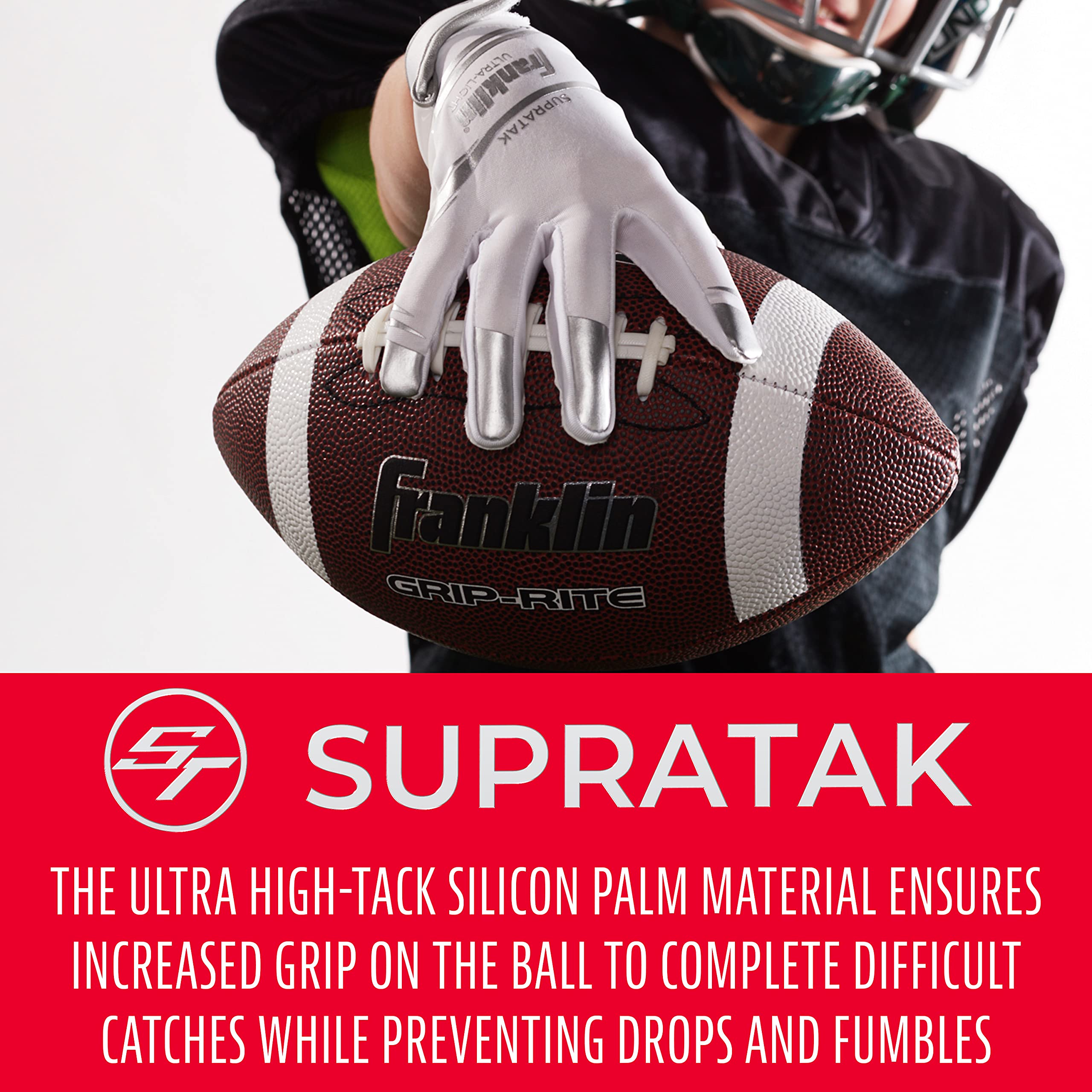 Foto 3 | Guantes De Receptor De Fútbol Franklin Sports Supratak Youth - Venta Internacional.