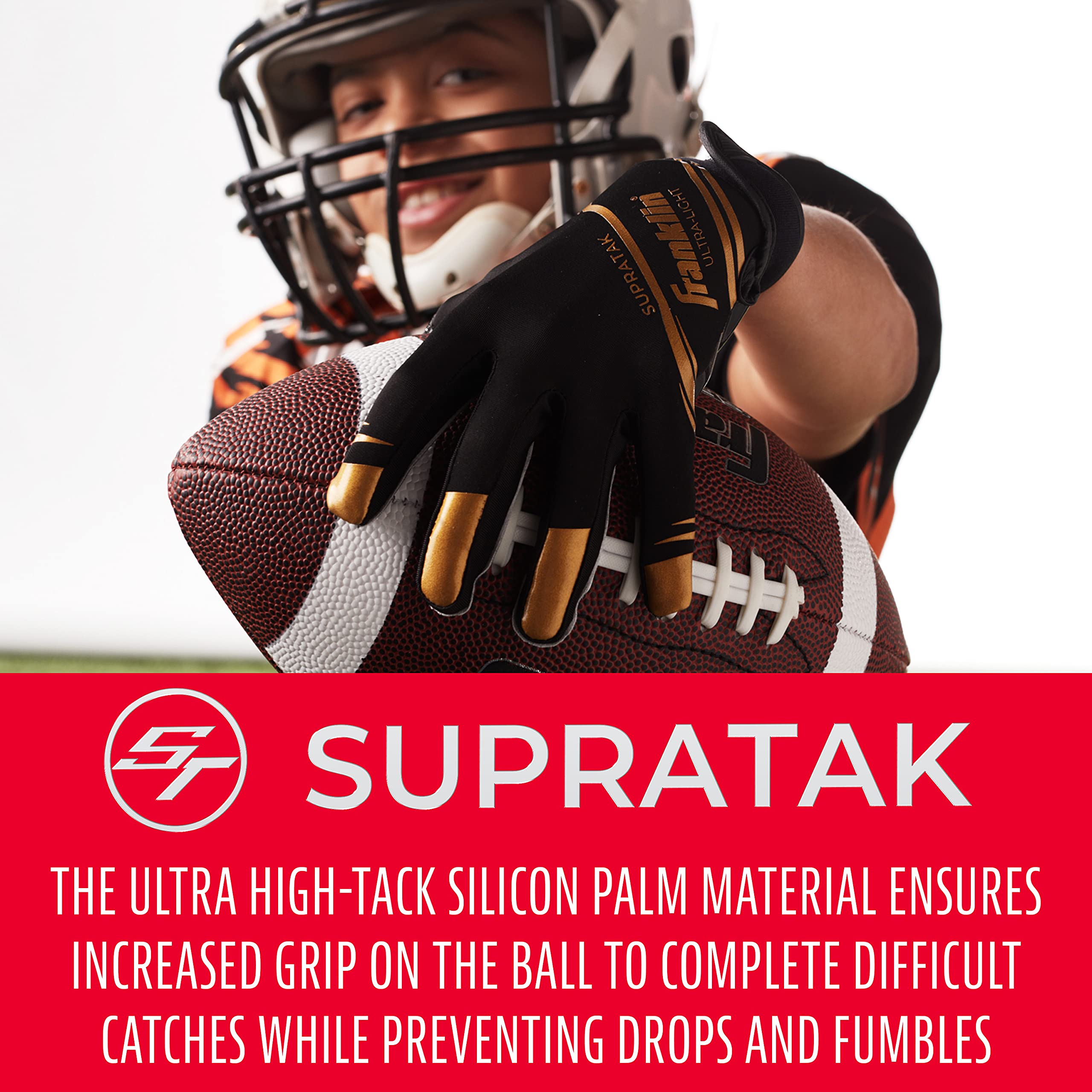 Foto 4 pulgar | Guantes De Receptor De Fútbol Franklin Sports Supratak Youth - Venta Internacional.