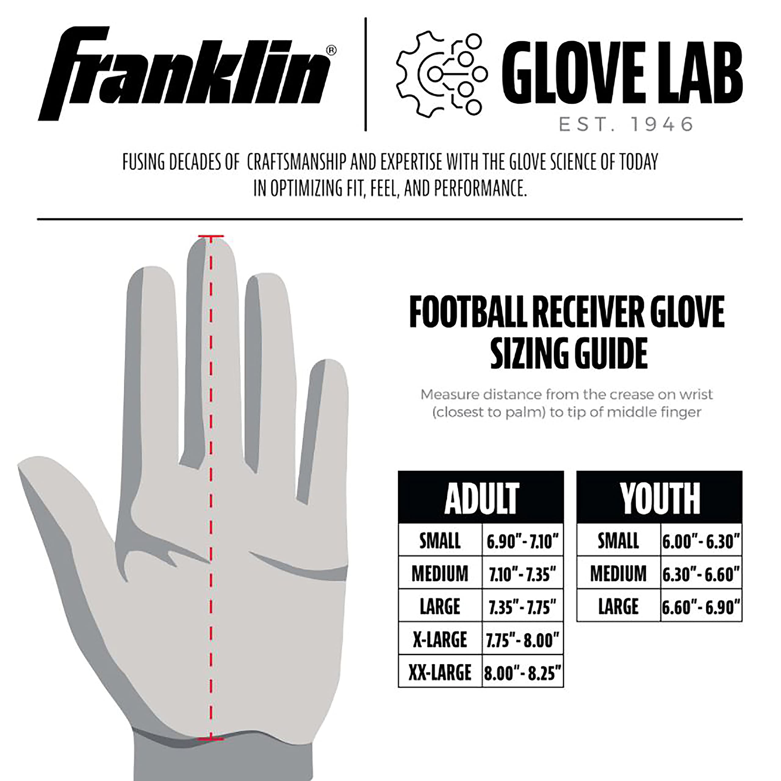 Foto 8 pulgar | Guantes De Receptor De Fútbol Franklin Sports Supratak Youth - Venta Internacional.