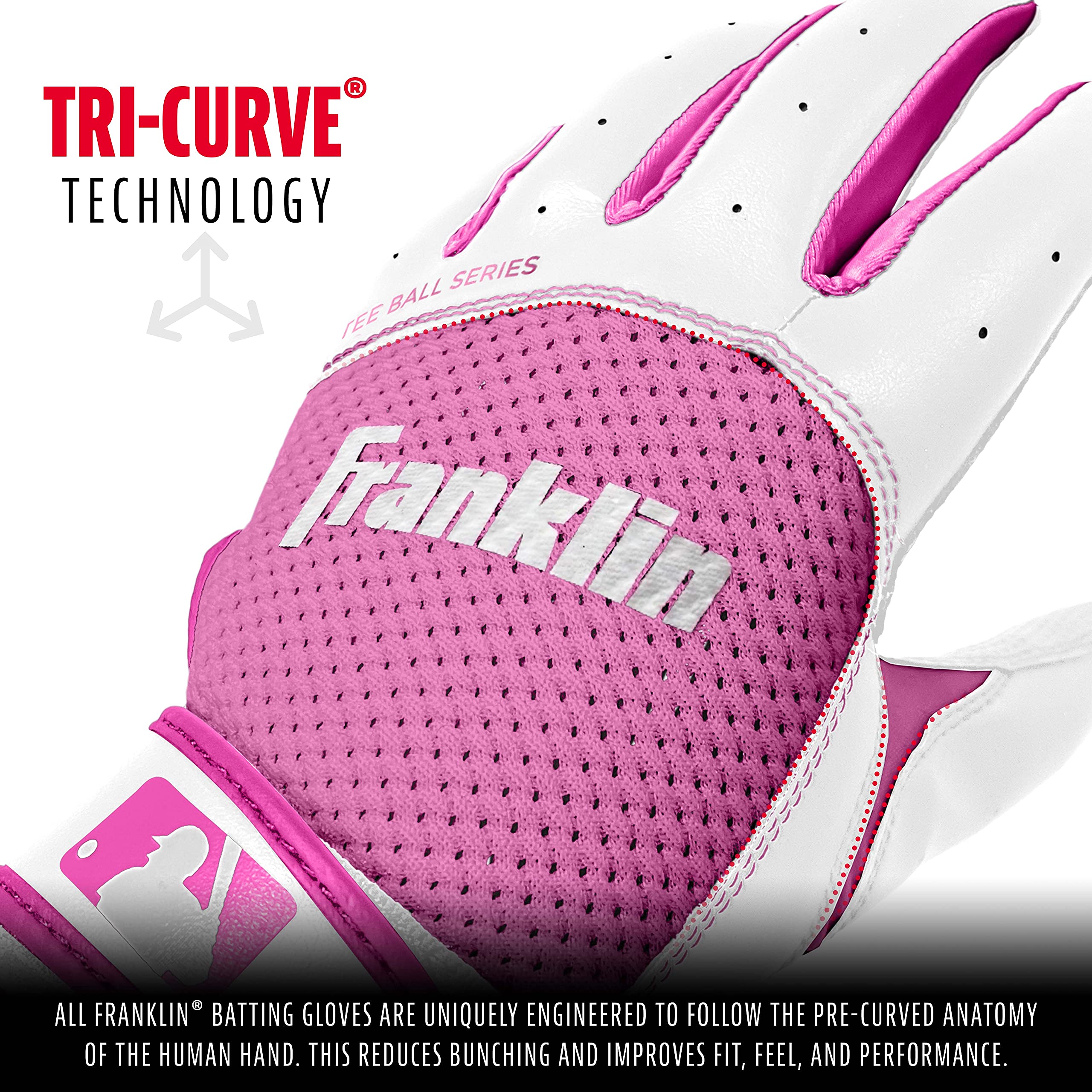 Foto 5 pulgar | Guantes De Bateo Franklin Sports Youth Flex Tee Ball, Blanco/rosa - Venta Internacional.