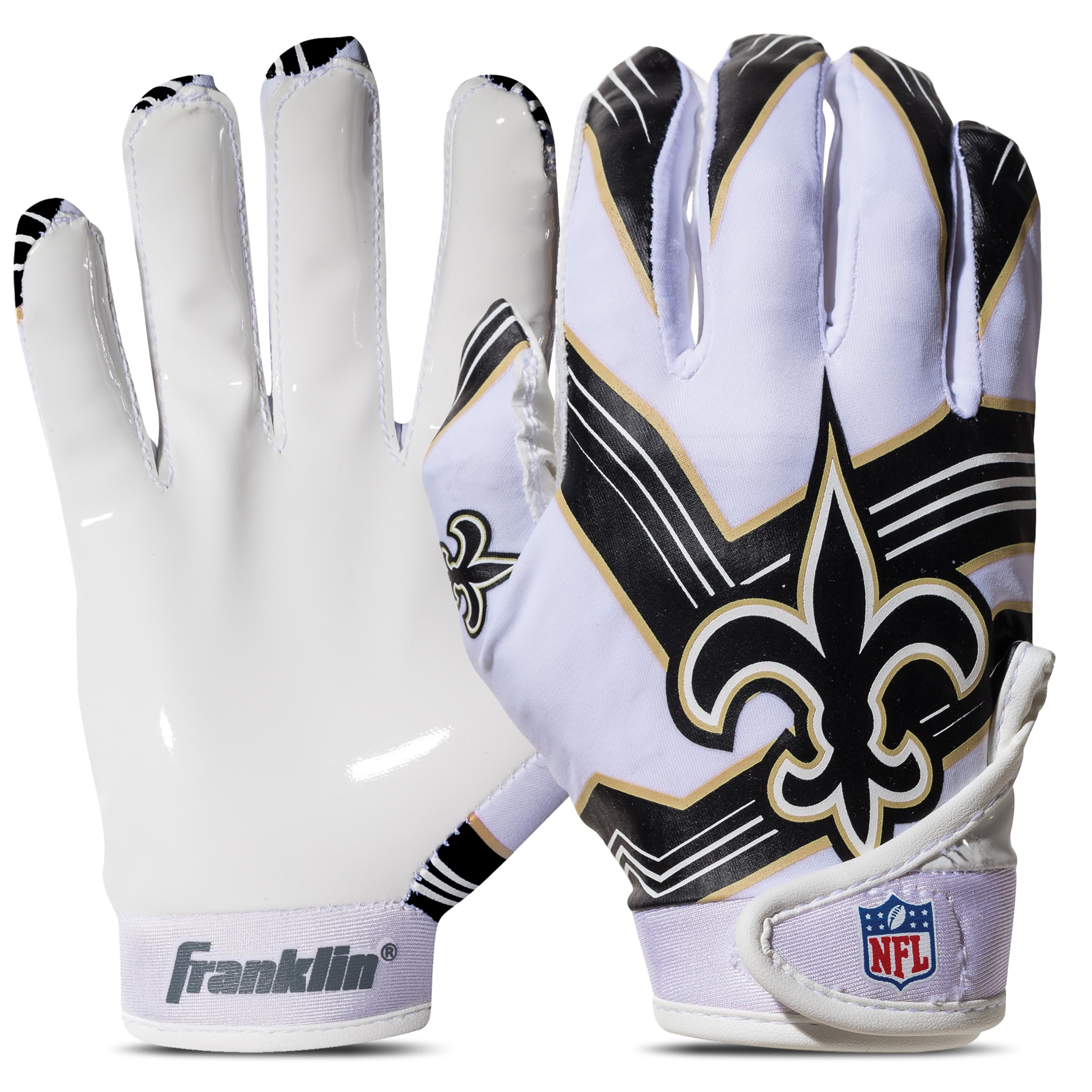 Foto 2 pulgar | Guantes De Receptor De Fútbol Franklin Sports New Orleans Saints - Venta Internacional.