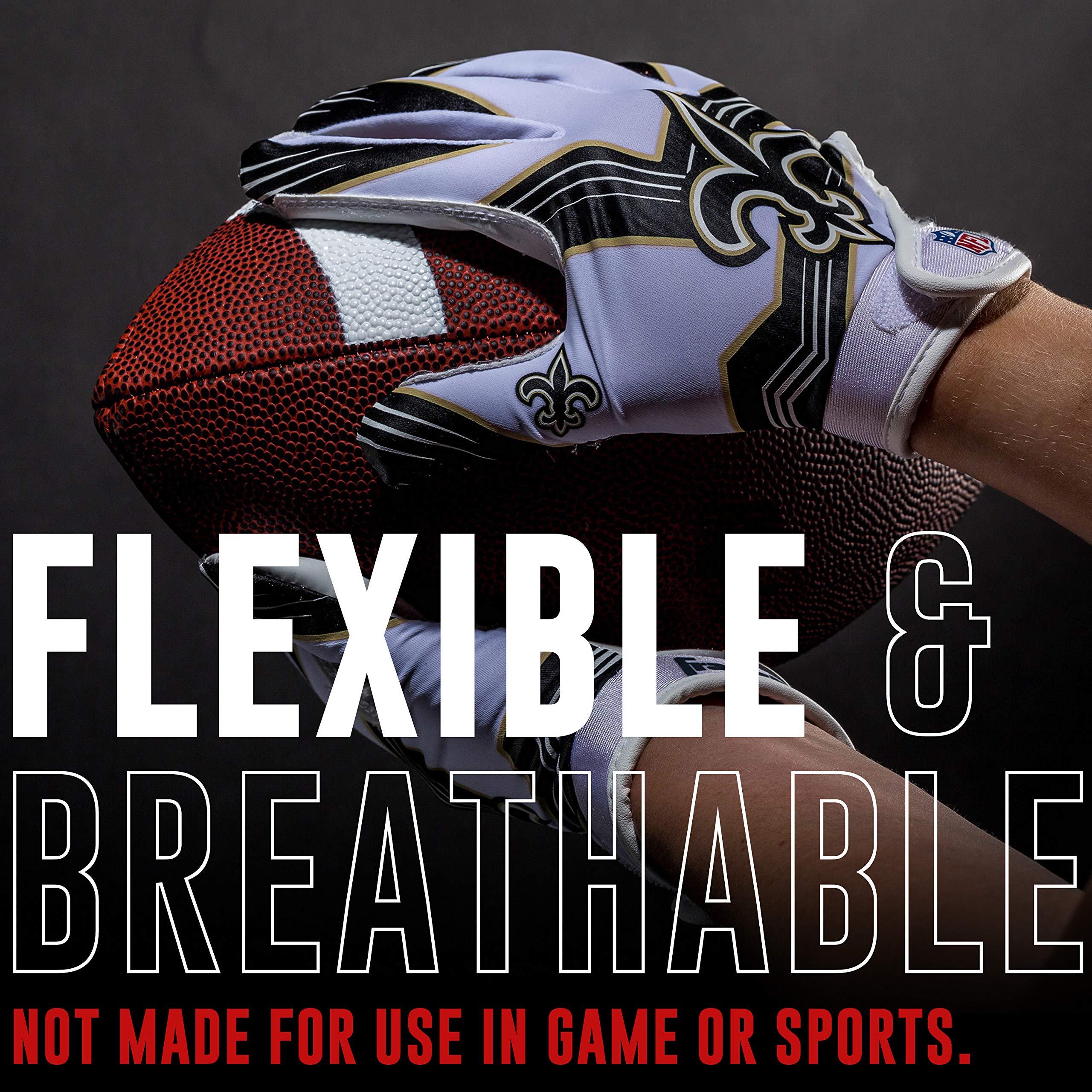 Foto 4 pulgar | Guantes De Receptor De Fútbol Franklin Sports New Orleans Saints - Venta Internacional.