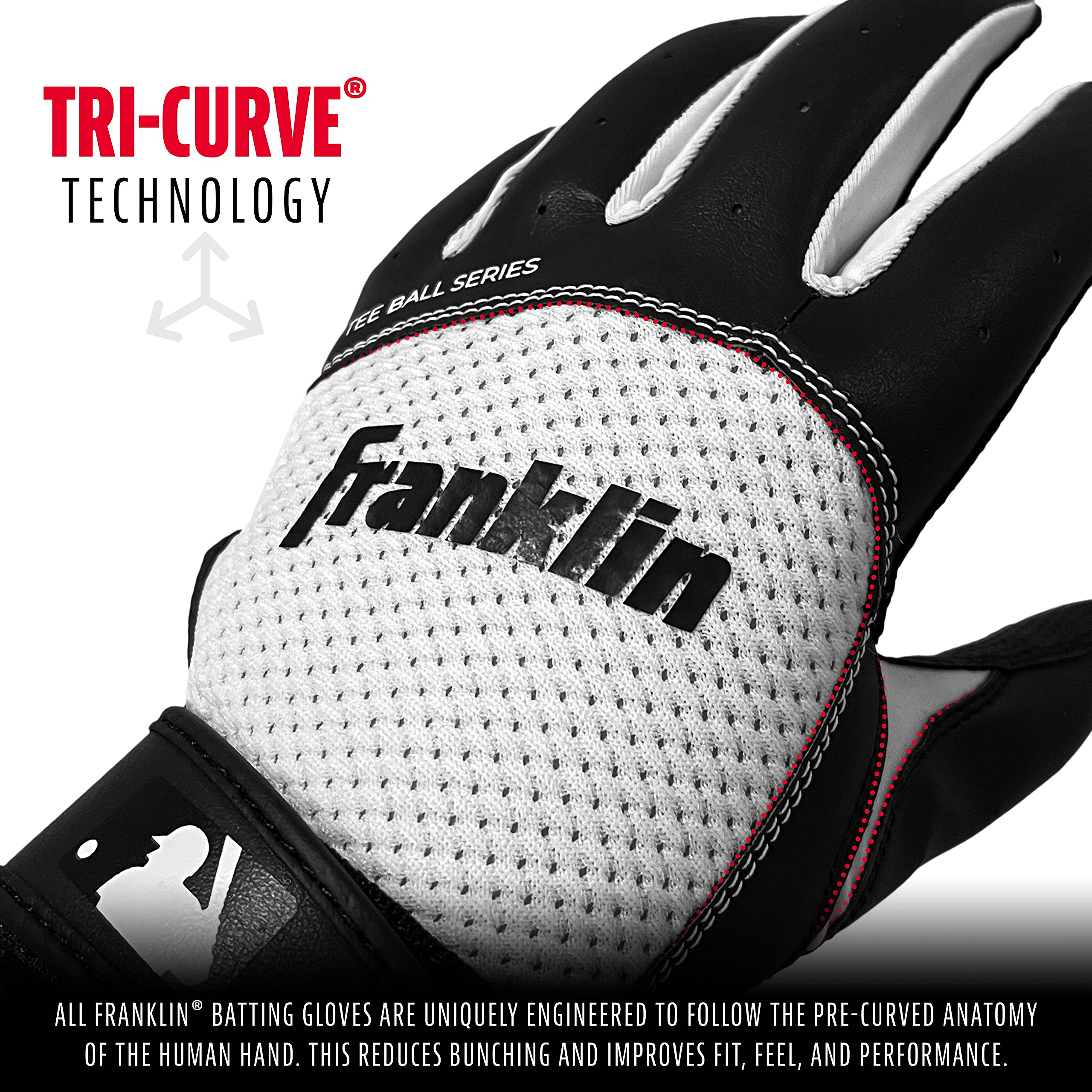 Foto 3 | Guantes De Bateo Franklin Sports Youth Flex Teeball, Negro/blanco - Venta Internacional.