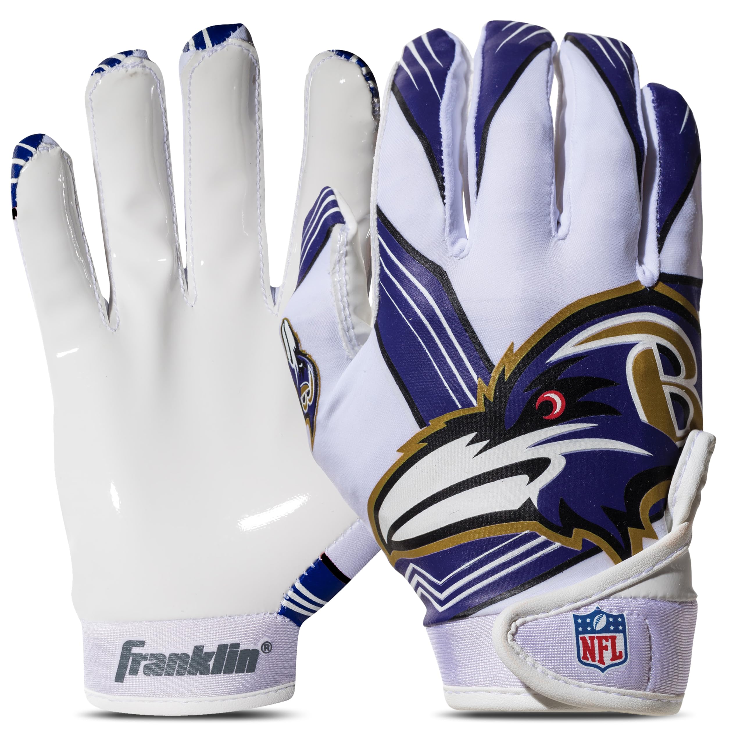 Foto 2 pulgar | Guantes De Receptor De Fútbol Franklin Sports Baltimore Ravens - Venta Internacional.