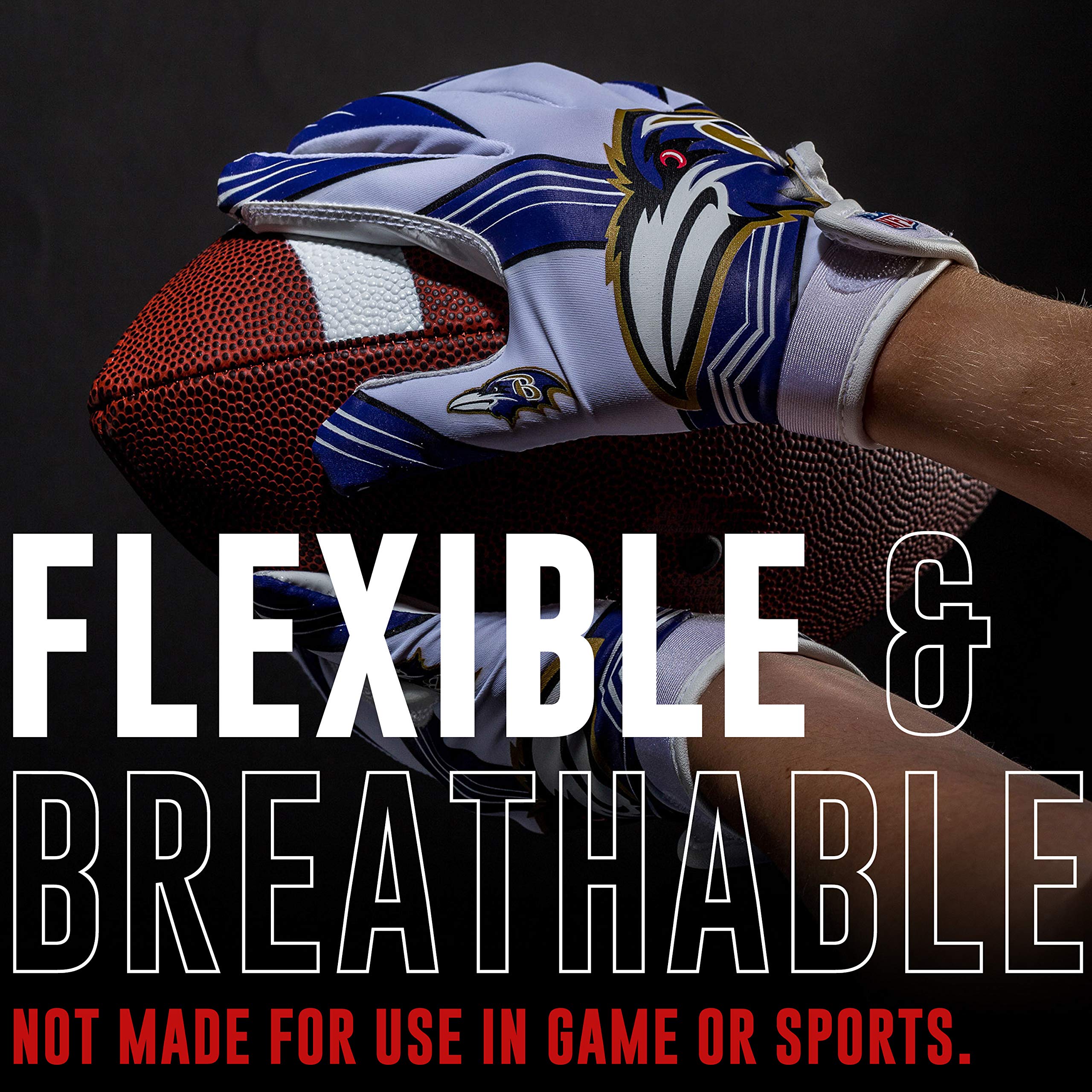 Foto 4 pulgar | Guantes De Receptor De Fútbol Franklin Sports Baltimore Ravens - Venta Internacional.
