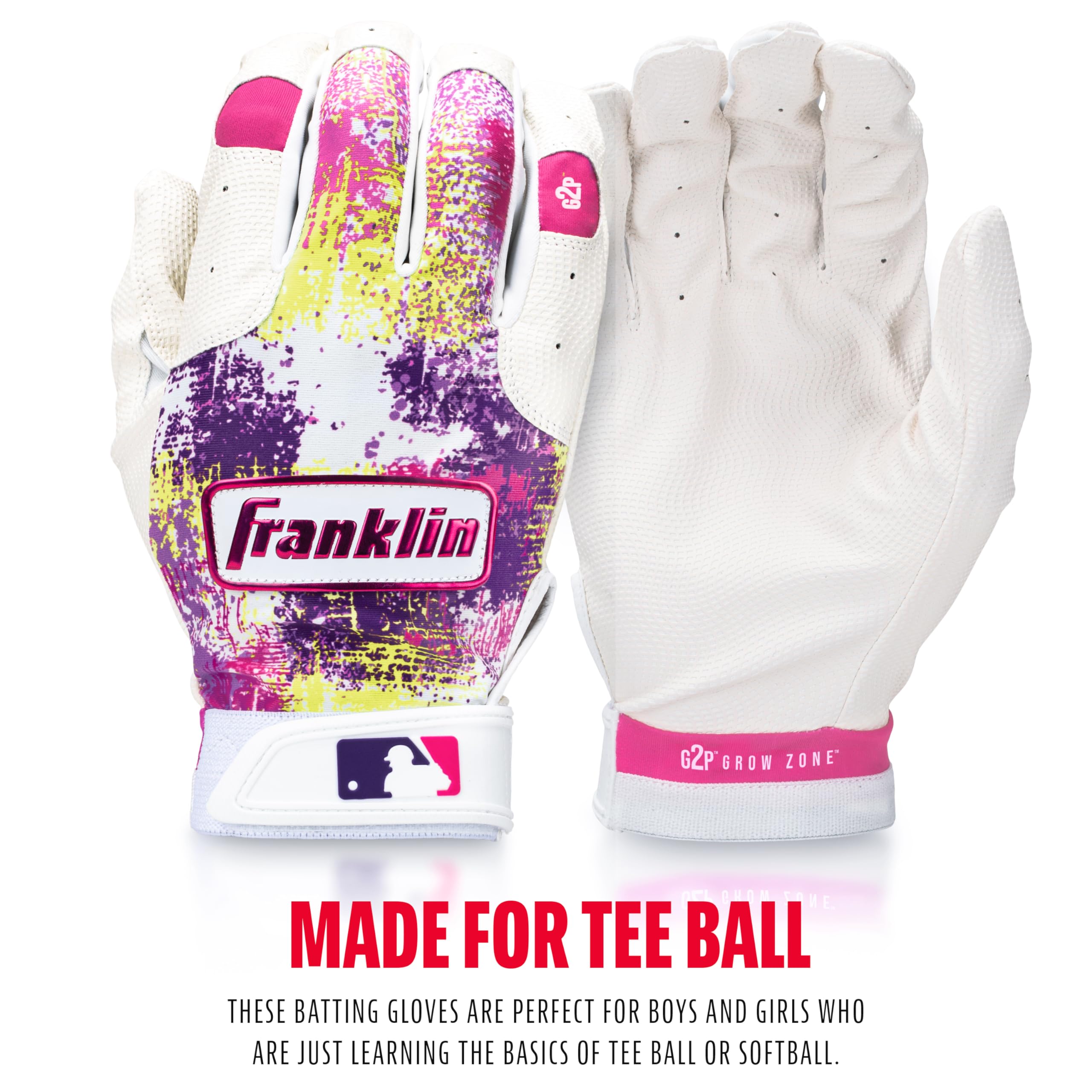 Foto 6 pulgar | Guantes De Bateo Franklin Sports Mlb Grow To Pro Kids, Color Rosa - Venta Internacional.