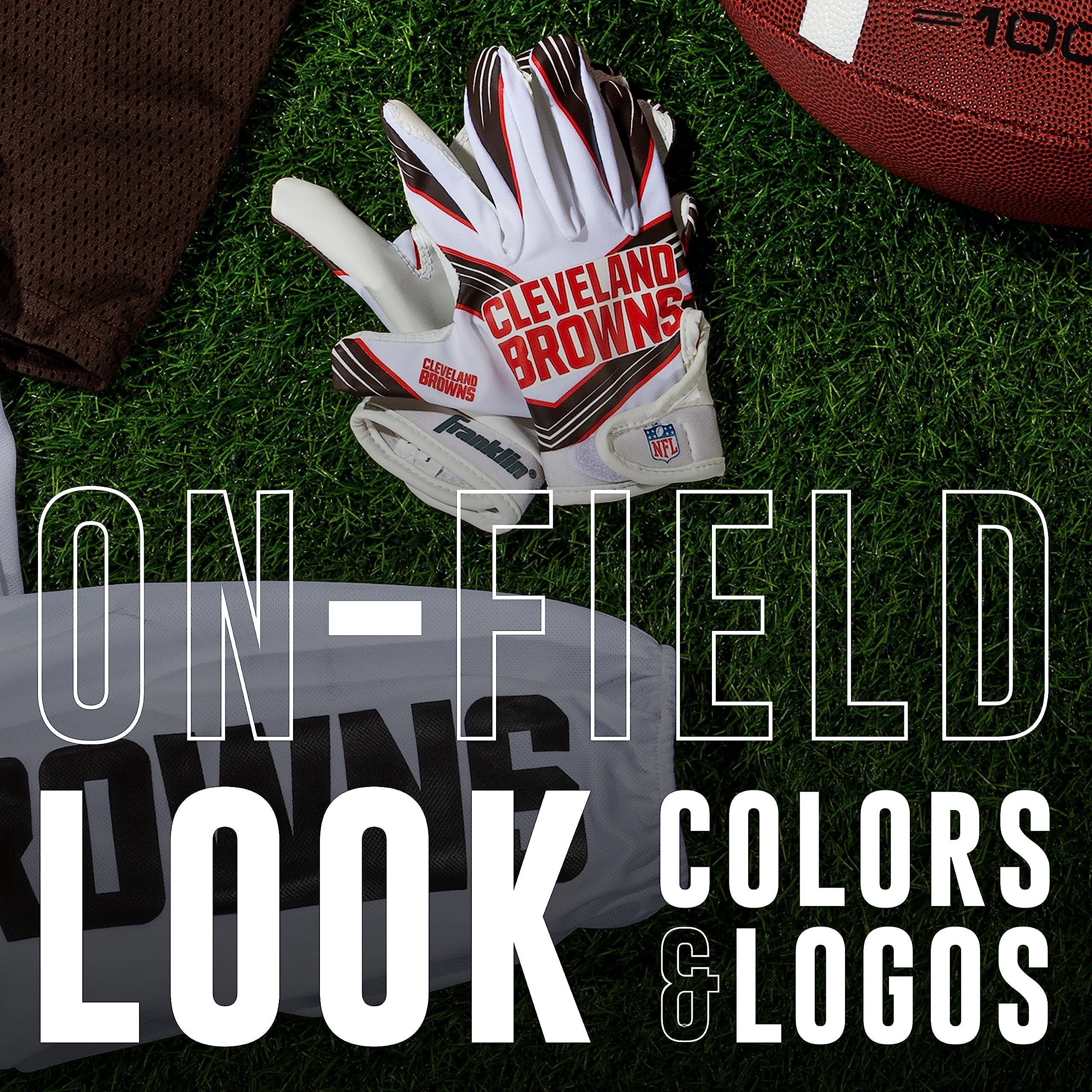 Foto 5 pulgar | Guantes De Receptor De Fútbol Franklin Sports Cleveland Browns - Venta Internacional.