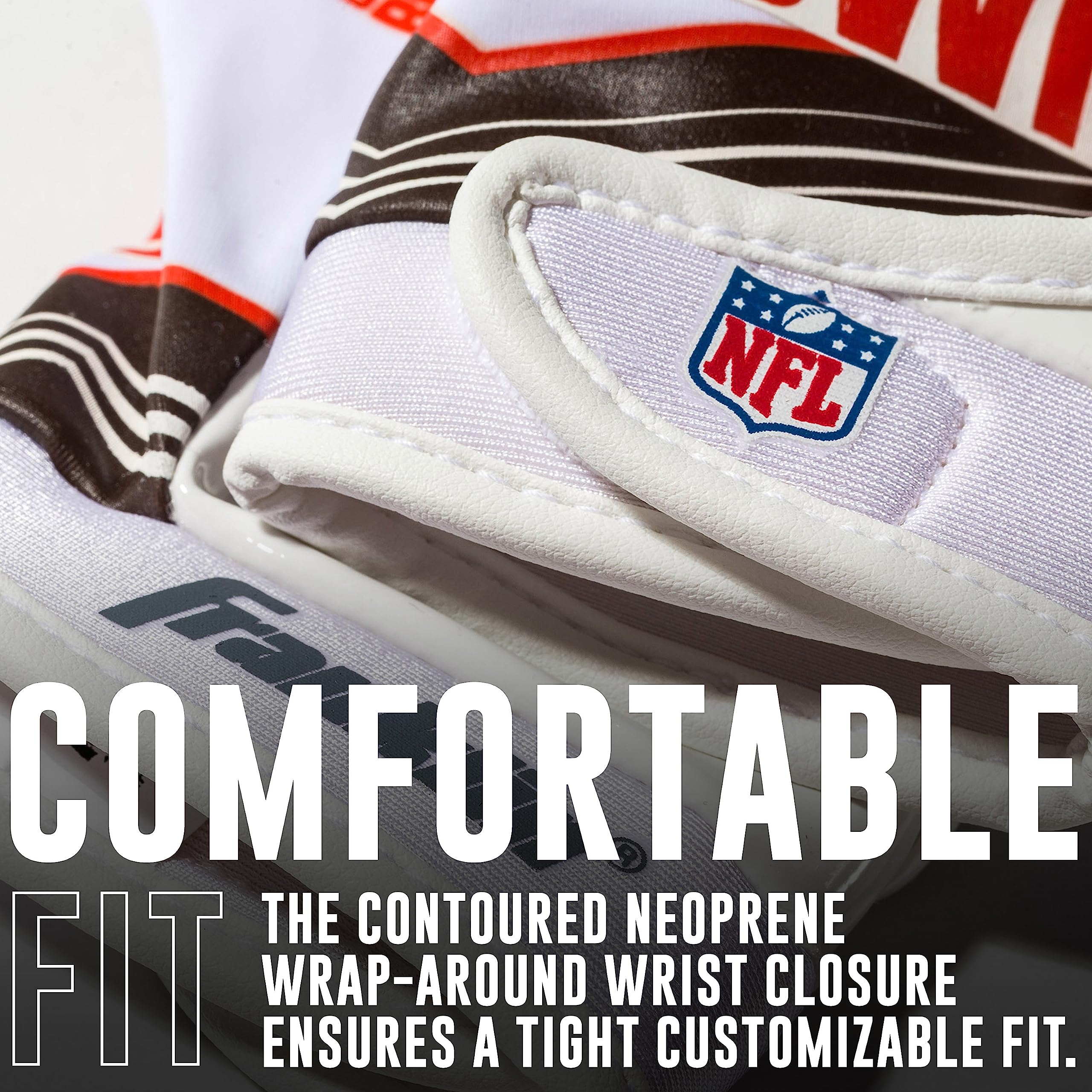 Foto 7 pulgar | Guantes De Receptor De Fútbol Franklin Sports Cleveland Browns - Venta Internacional.