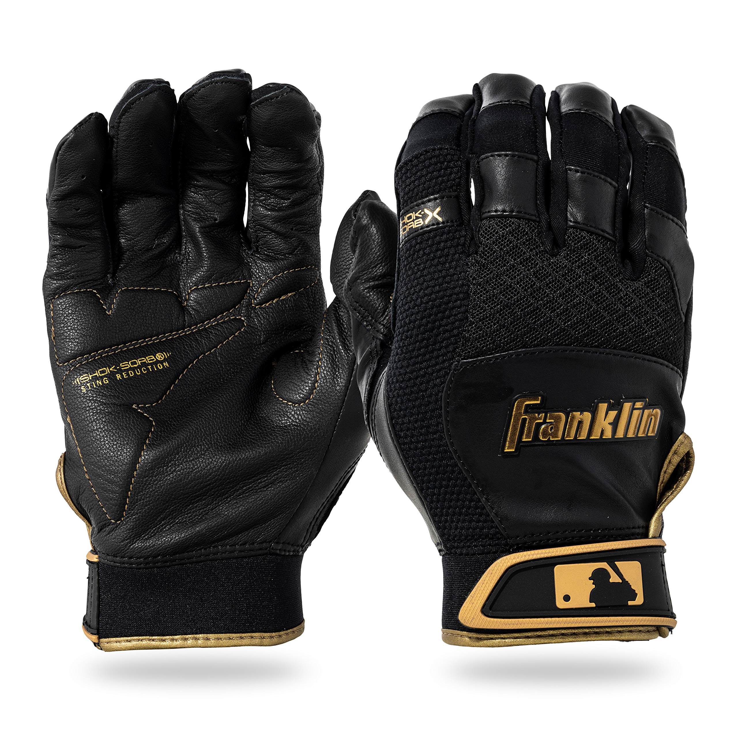 Foto 2 pulgar | Guantes De Bateo Franklin Sports Shok-sorb X Baseball, Negros - Venta Internacional.