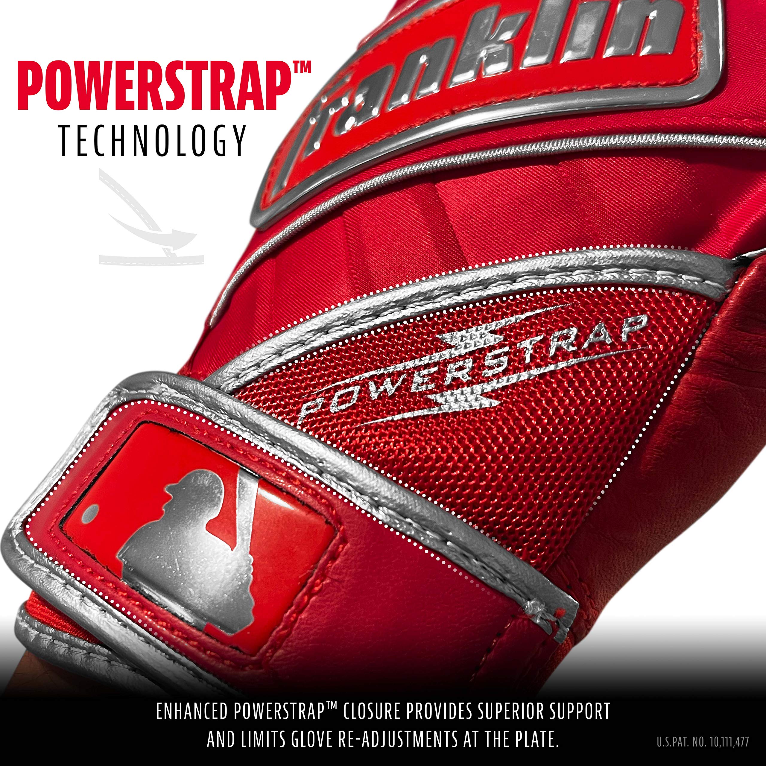 Foto 4 | Guantes De Bateo Franklin Sports Powerstrap Chrome Red Xxl - Venta Internacional.
