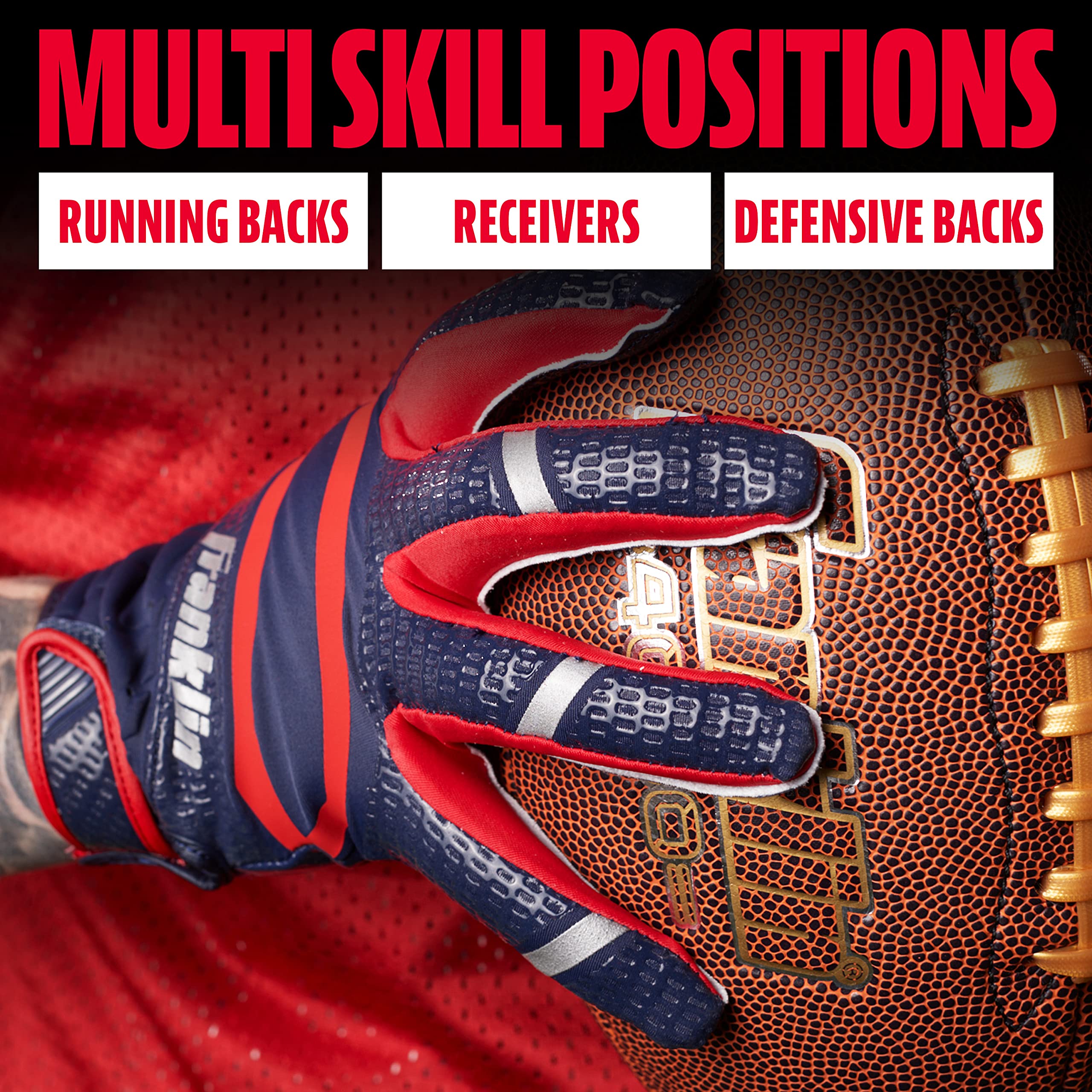 Foto 7 pulgar | Guantes De Receptor De Fútbol Franklin Sports Hi-tack Youth L - Venta Internacional.