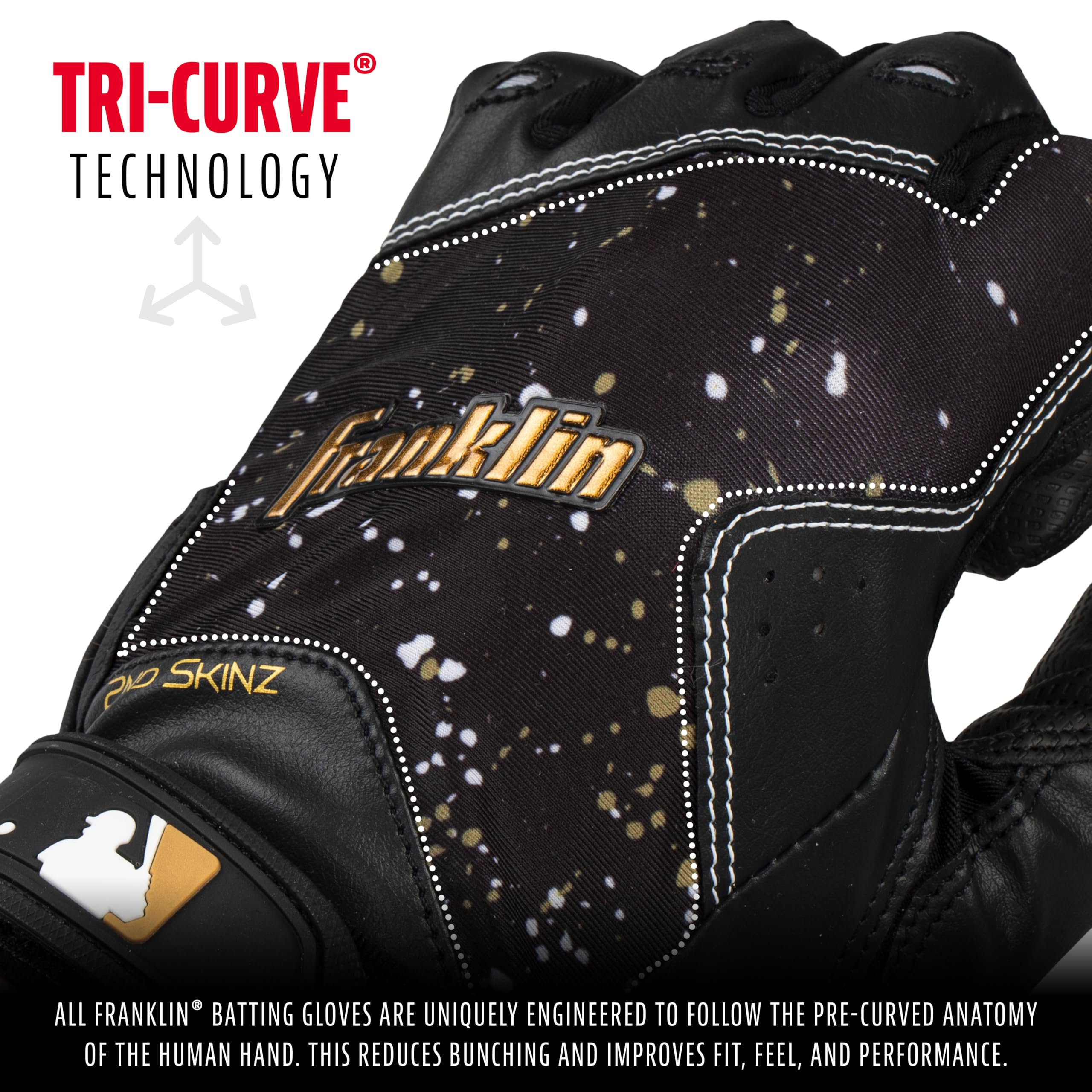 Foto 5 pulgar | Guantes De Bateo Franklin Sports 2nd Skinz Drip Black + Gold - Venta Internacional.